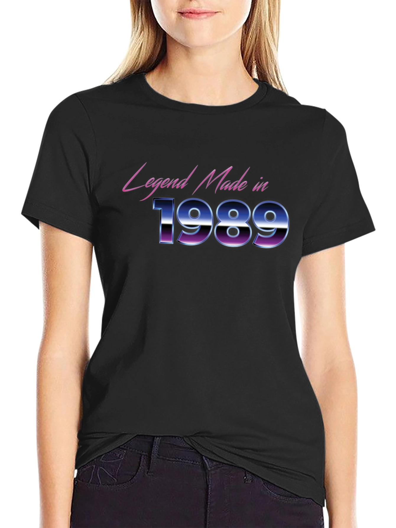Black Legend Made in 1989 T-Shirt - Retro Birthday Gift view 2