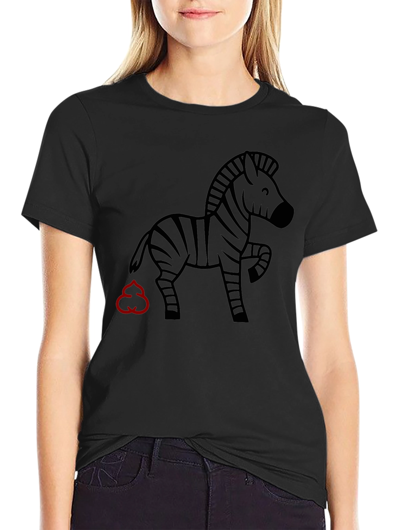 Black Funny Zebra Graphic Black T-Shirt view 2