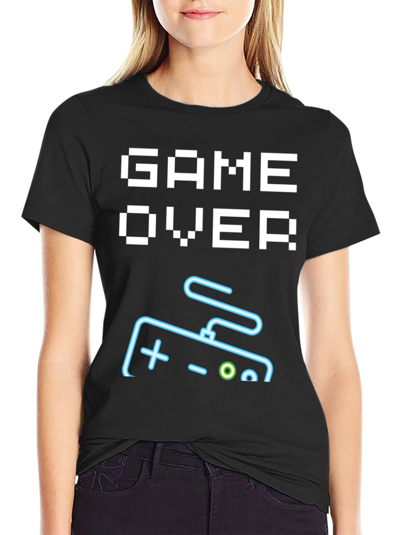 Black Game Over Controller Graphic Tee - Retro Gamer Style view 2