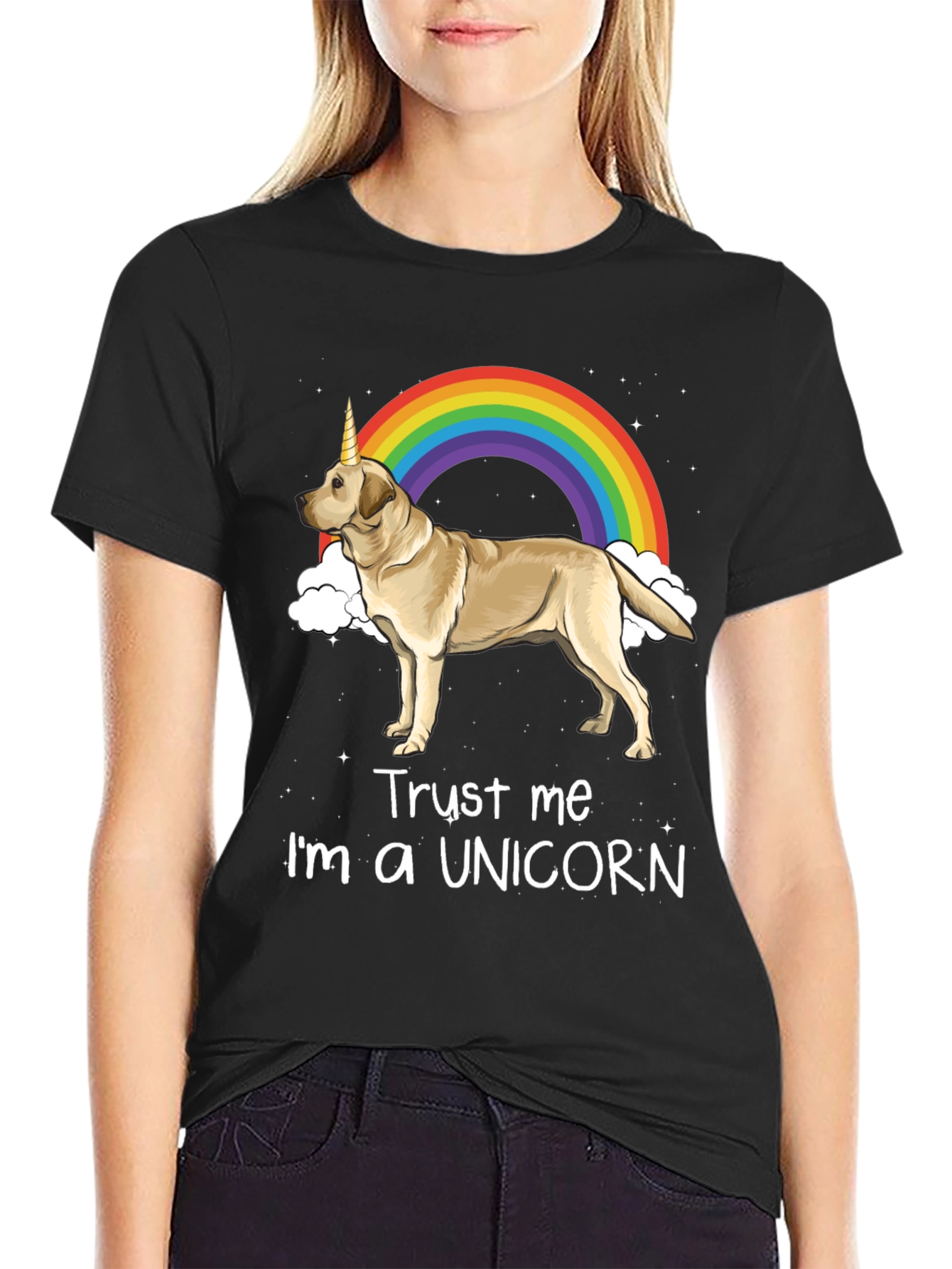 Black Unicorn Dog T-Shirt - Trust Me, I'm a Unicorn! view 2
