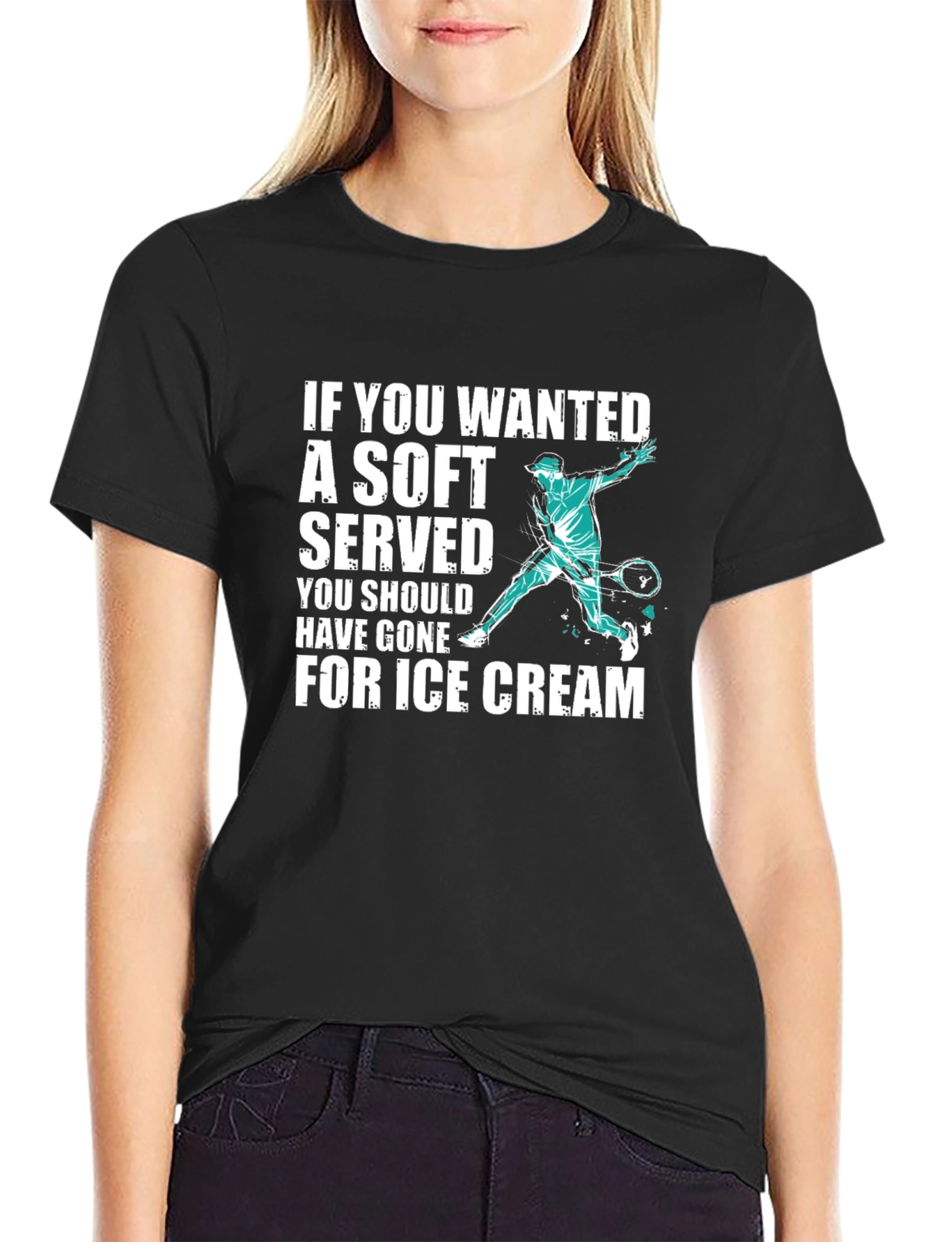 Black Funny Tennis T-Shirt: If You Wanted a Soft Serve view 2