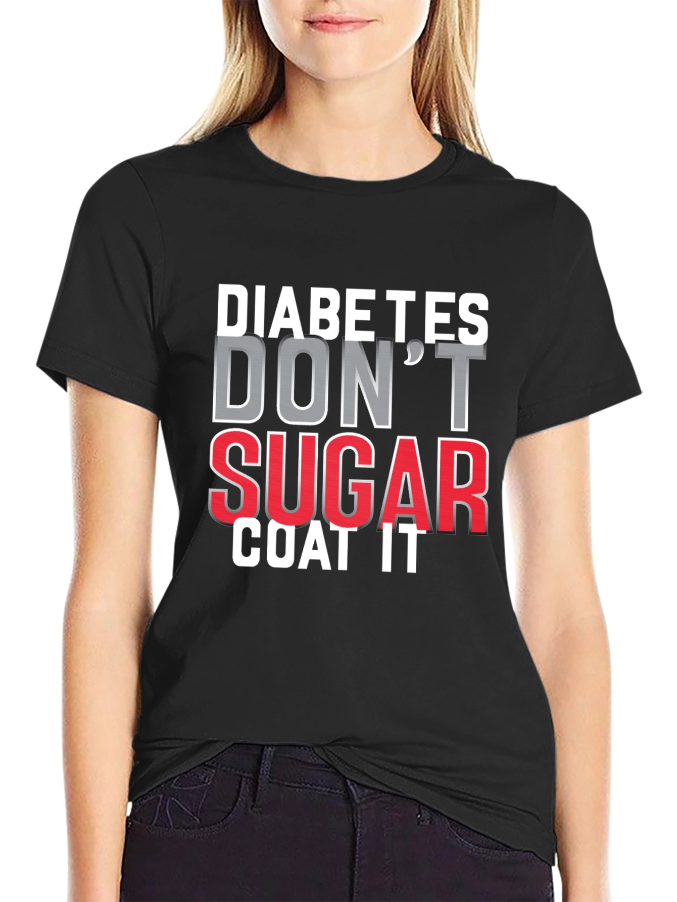 Black Diabetes Don't Sugar Coat It T-Shirt view 2