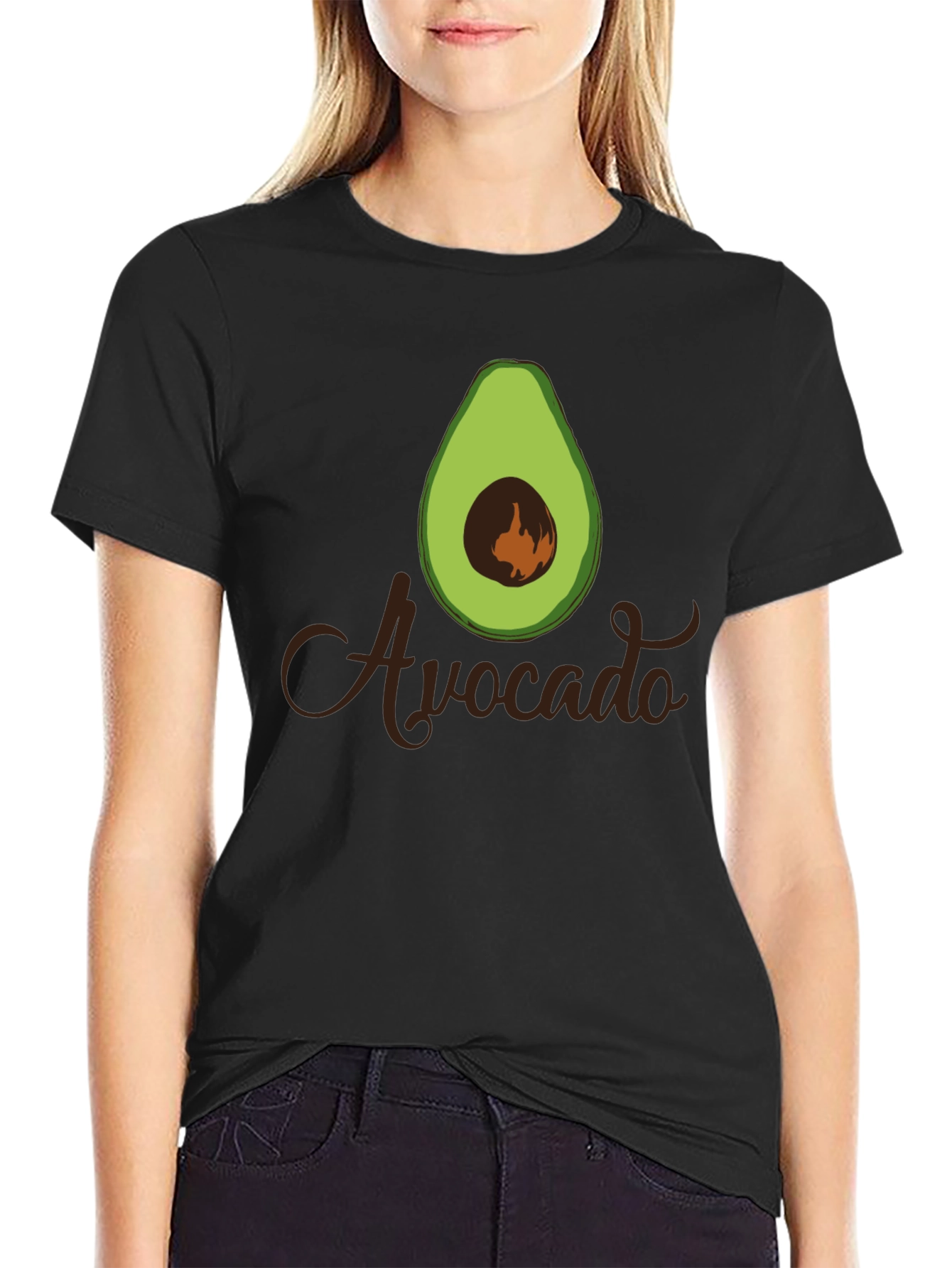 Black Avocado Graphic Black T-Shirt view 2