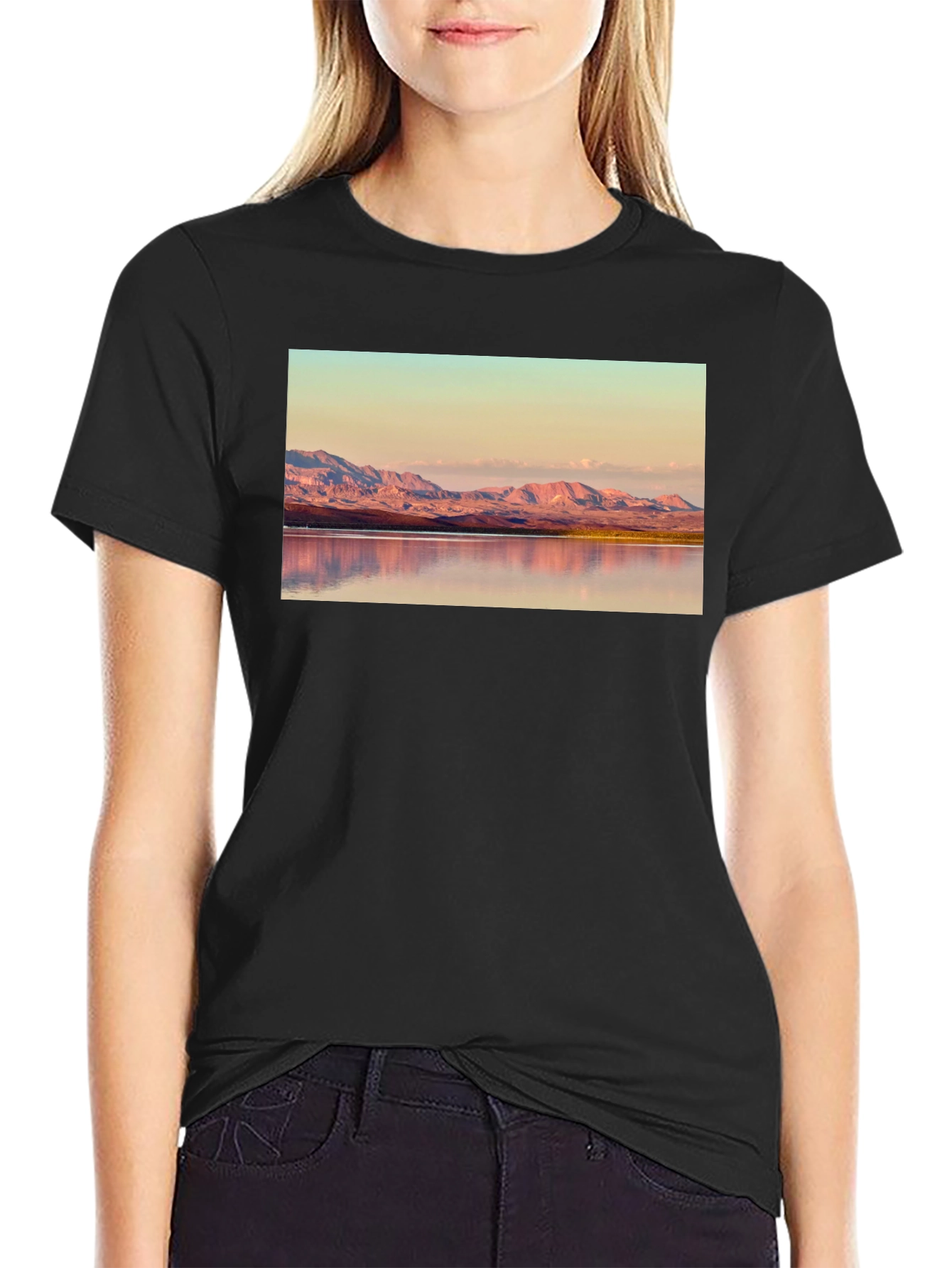 Black Mountain Lake Graphic T-Shirt view 2