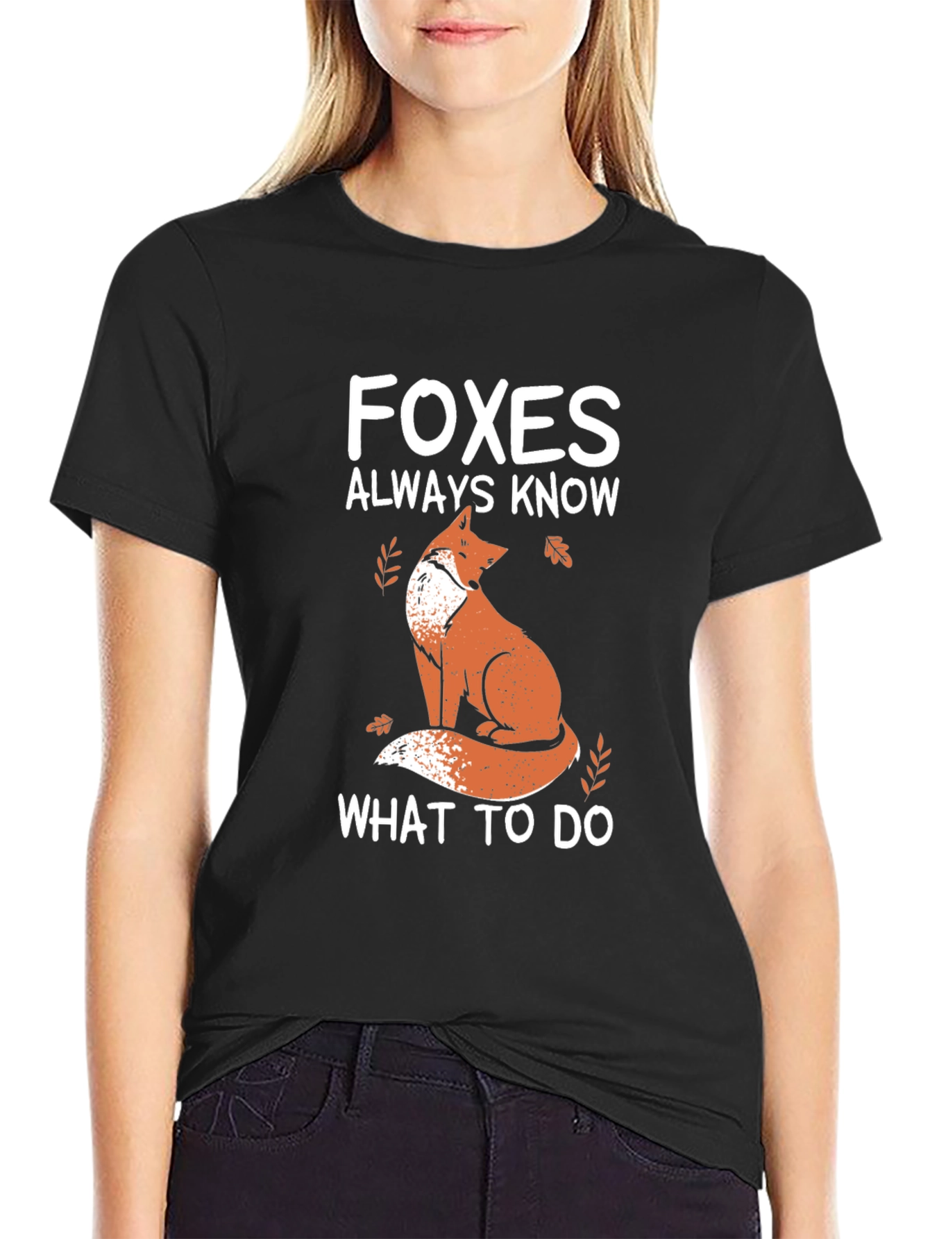 Black Foxes Always Know T-Shirt - Black Graphic Tee view 2
