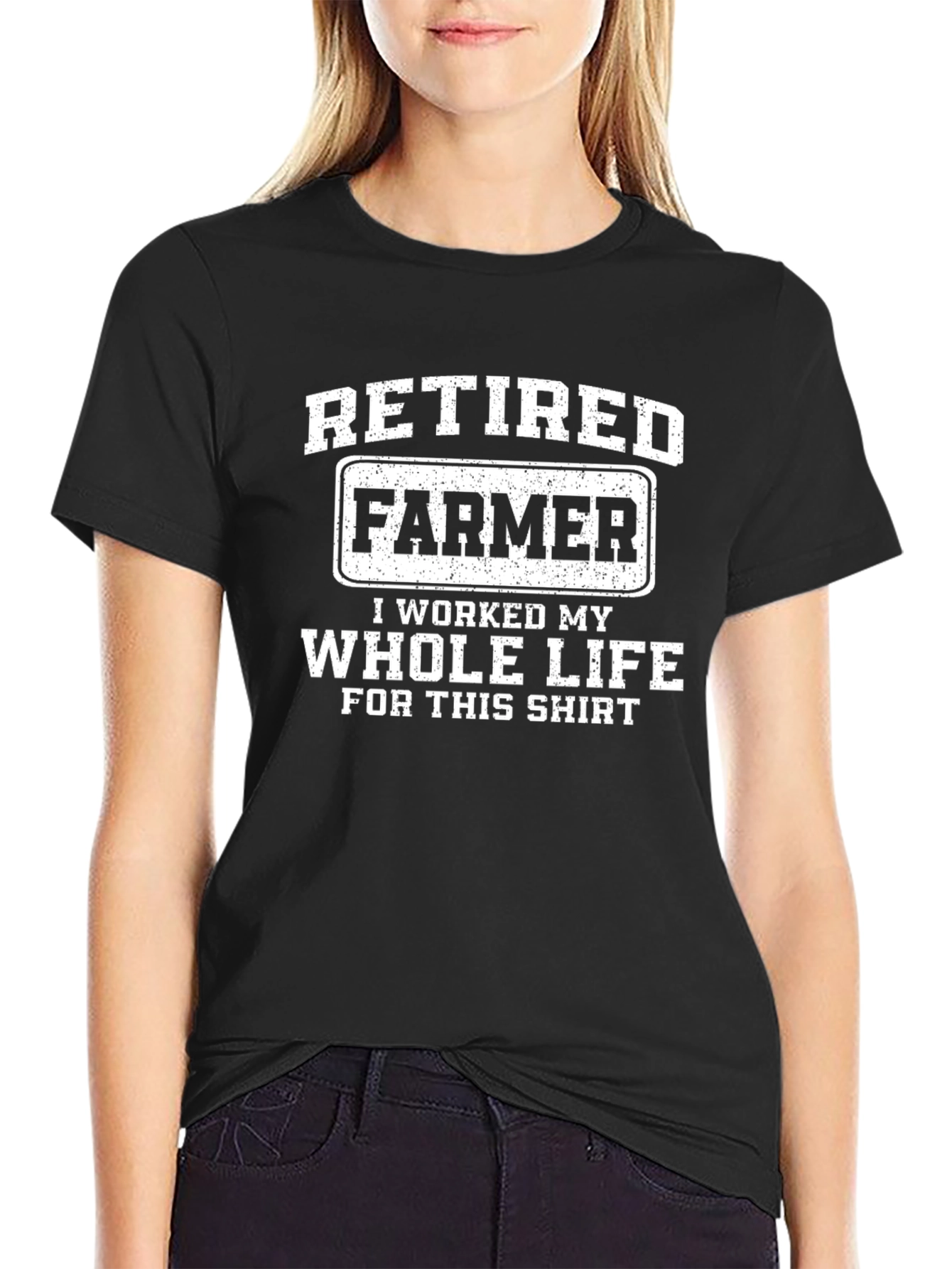 Black Retired Farmer T-Shirt - Funny Retirement Gift view 2