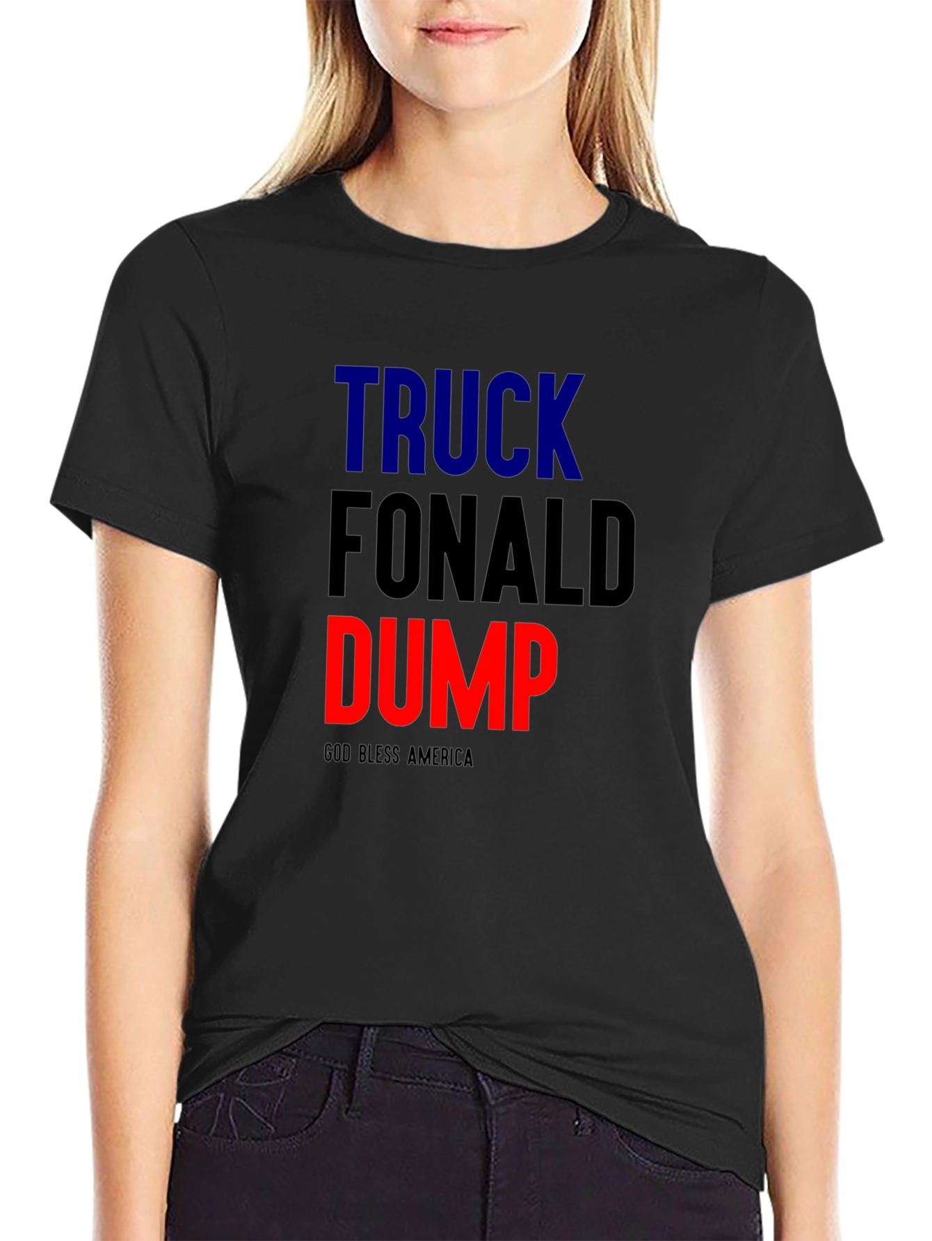 Black Truck Fonald Dump Slogan Graphic Tee view 2