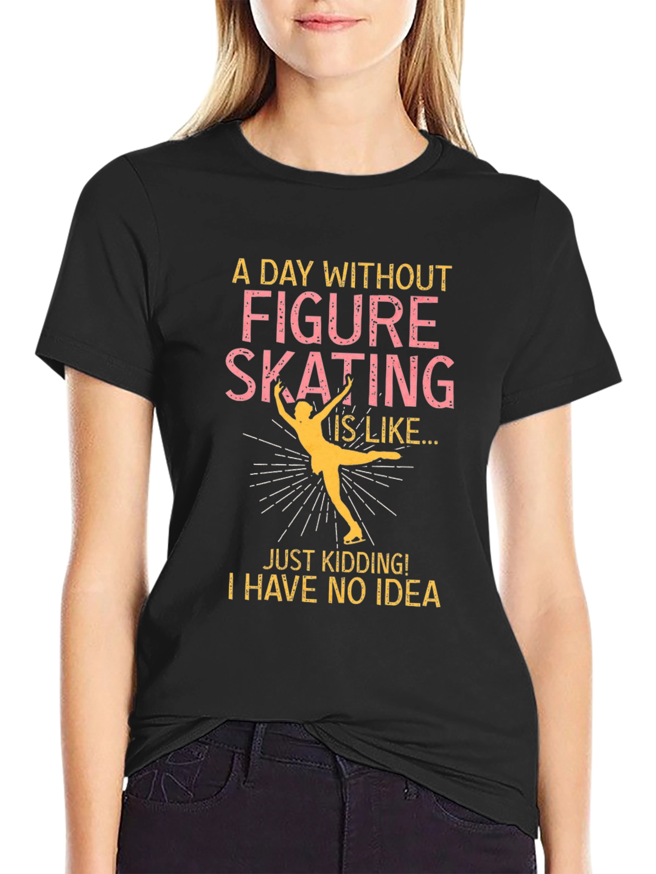 Black Figure Skating Humor T-Shirt view 2