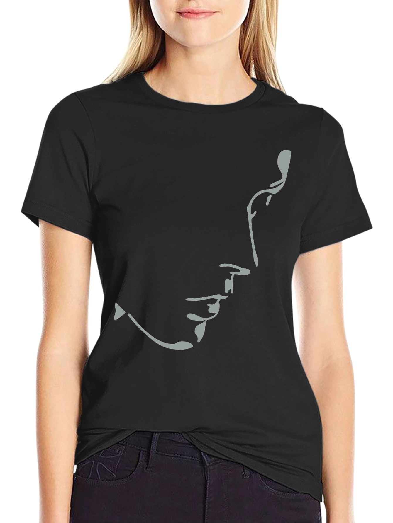 Black Minimalist Silhouette T-Shirt - Unisex Soft Cotton Tee view 2
