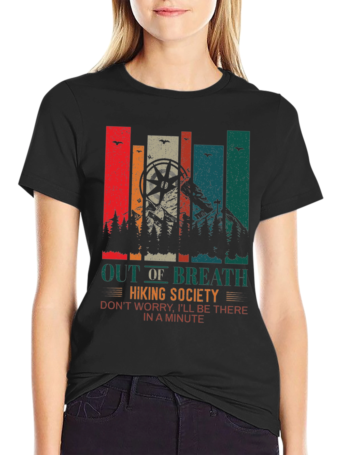 Black Out of Breath Hiking Society Graphic Tee view 2