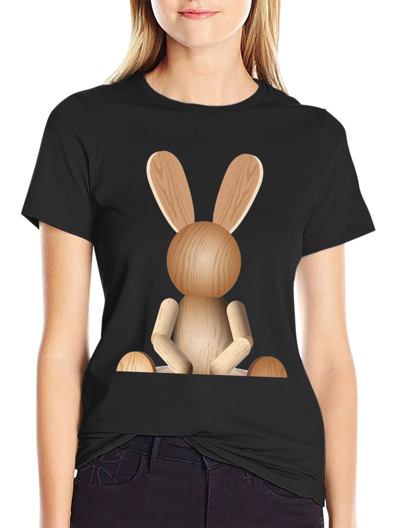 Black Wooden Rabbit T-Shirt view 2