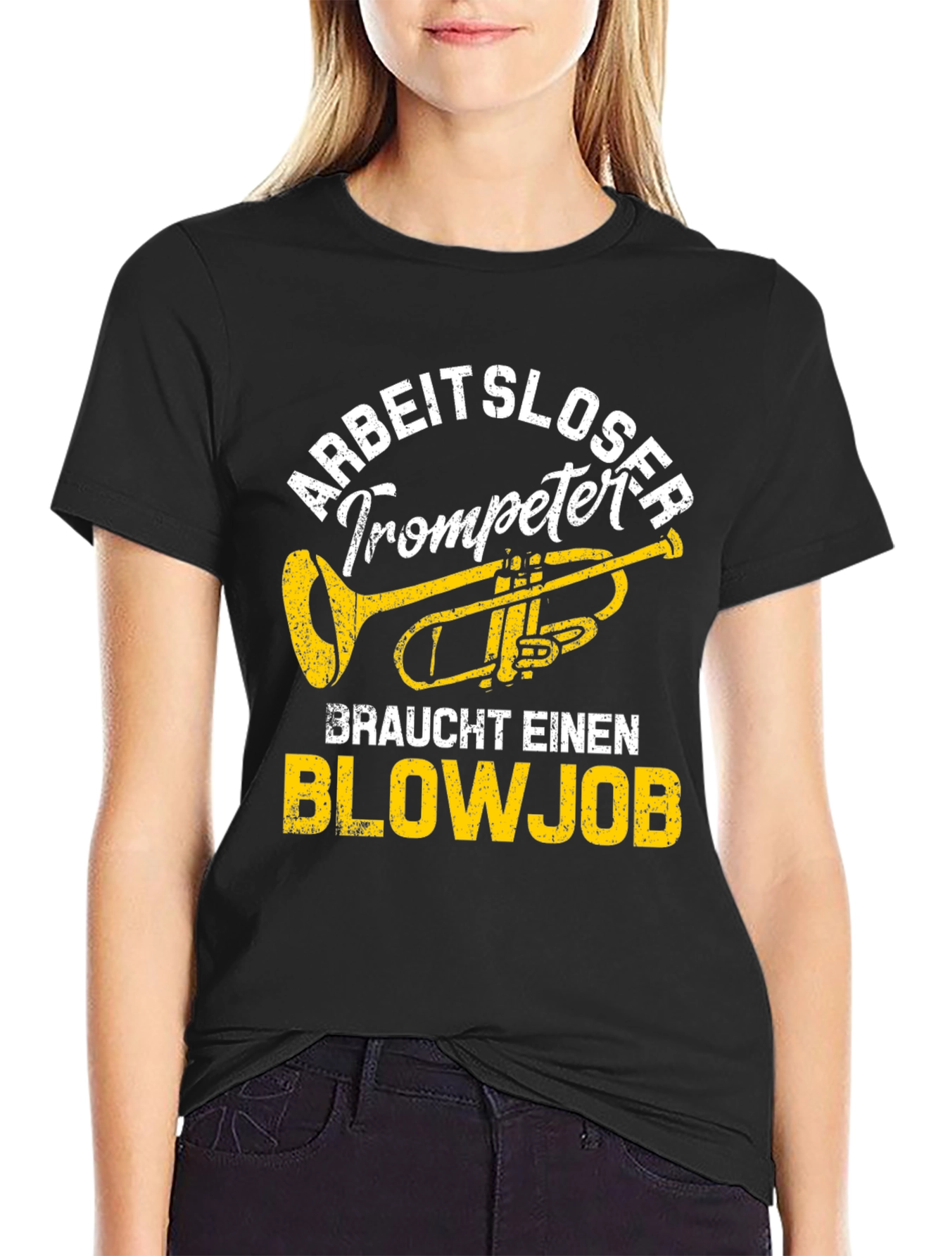 Black Arbeitsloser Trompeter Blowjob T-Shirt view 2
