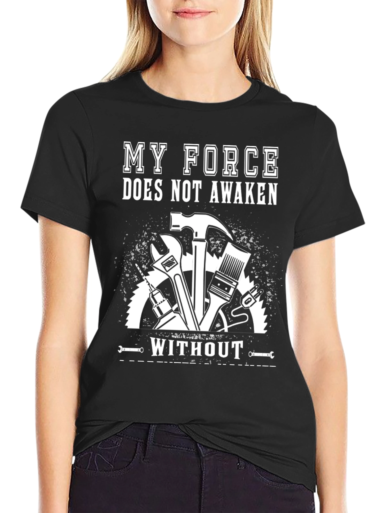 Black My Force Doesn't Awaken Men's Black T-Shirt view 2
