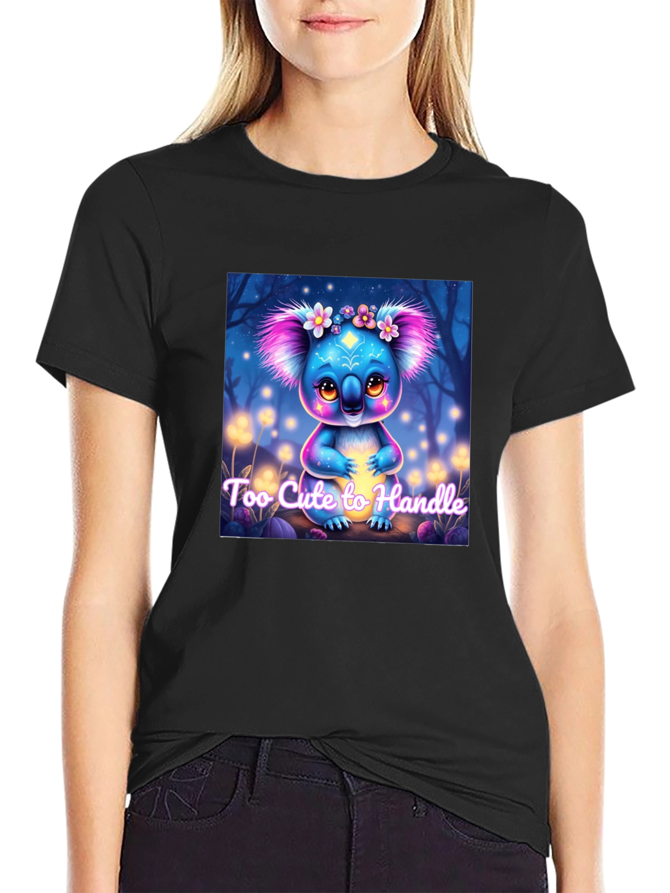 Black Cute Koala Bear Graphic Tee - Unique Design view 2