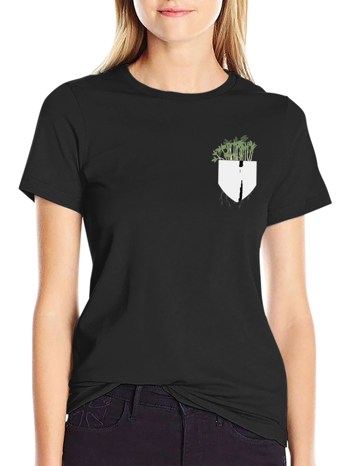 Black Plant Pocket Black Tee view 2