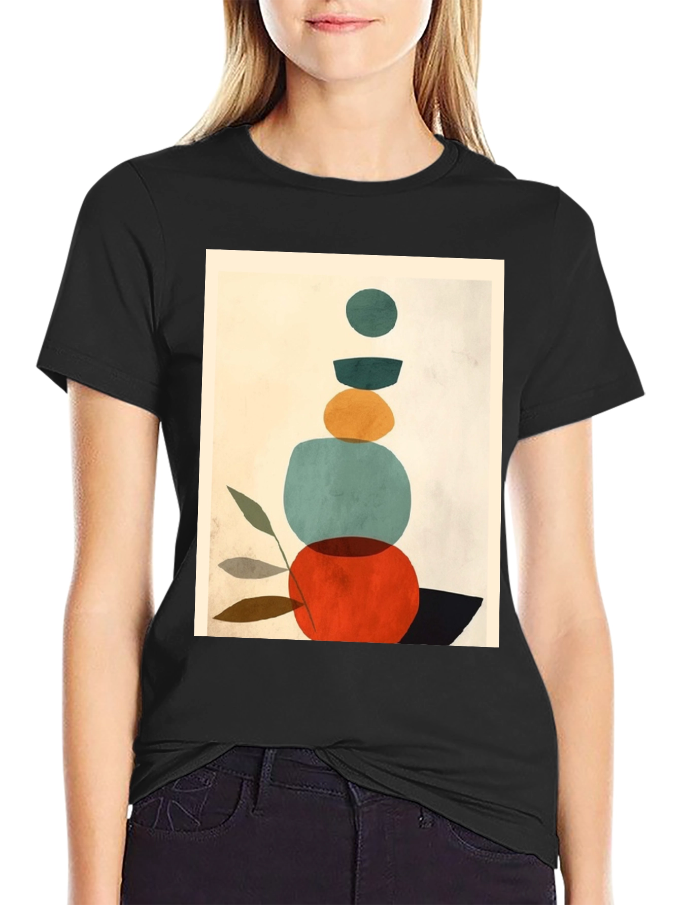 Black Modern Abstract Art Graphic Tee - Unisex Black T-Shirt view 2