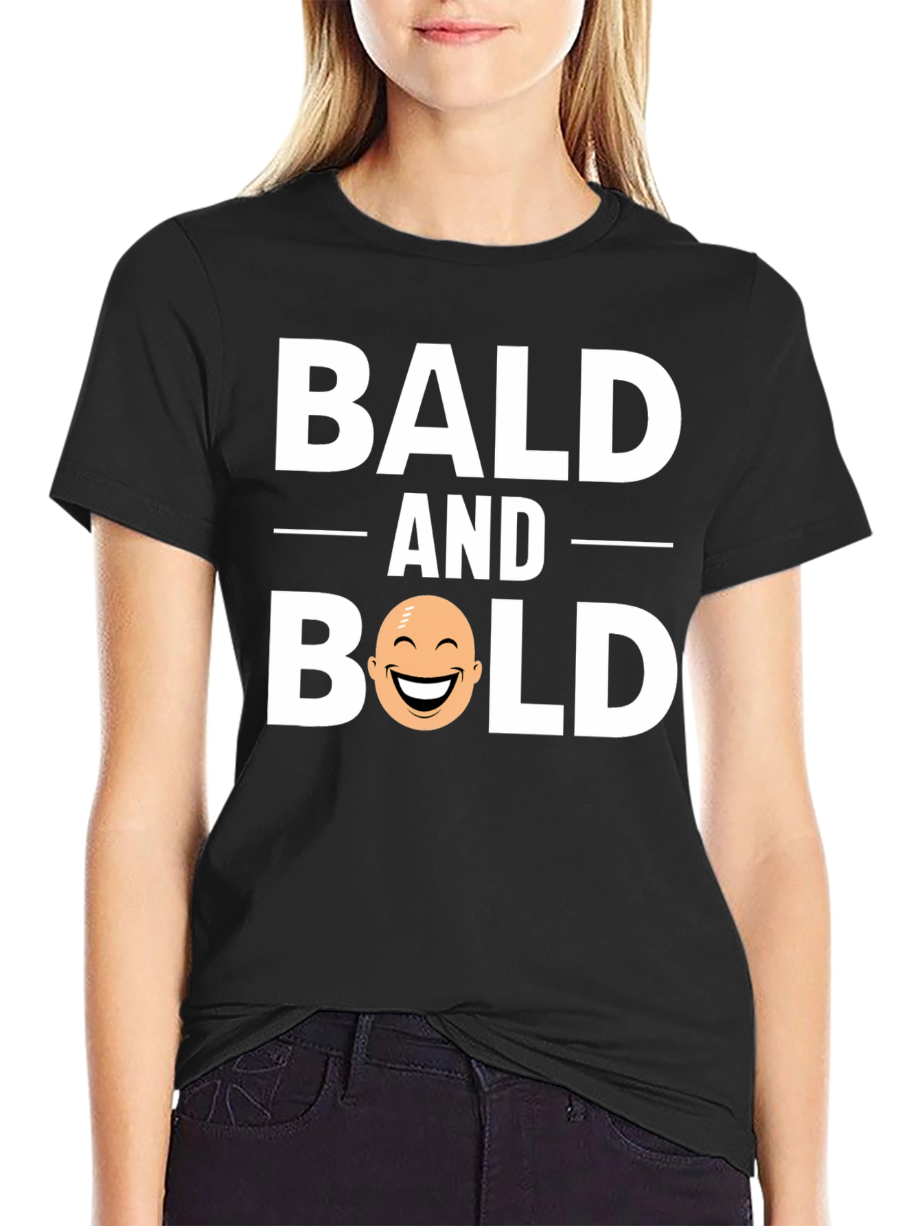 Black Bald and Bold Graphic T-Shirt view 2