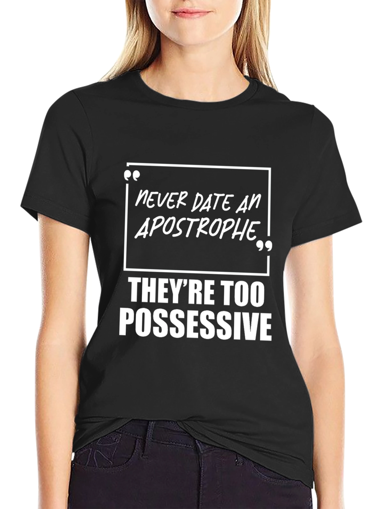 Black Funny Apostrophe Pun T-Shirt - Possessive Grammar Joke Tee view 2