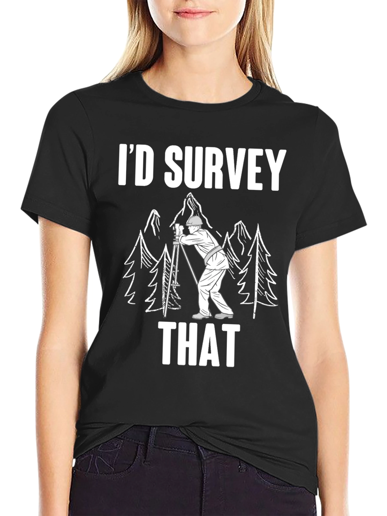 Black I'd Survey That Funny Surveyor Shirt view 2
