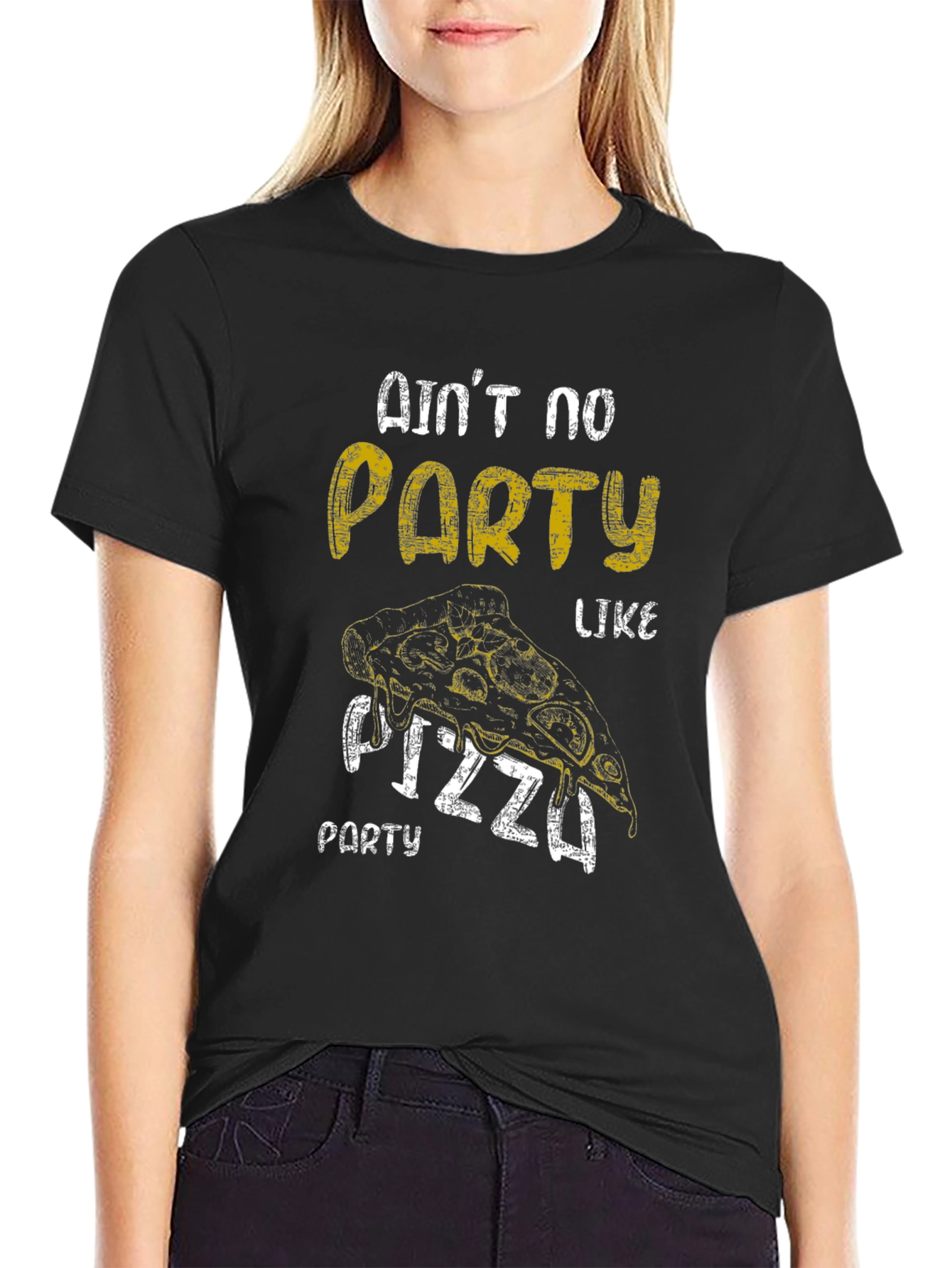 Black Pizza Party T-Shirt view 2
