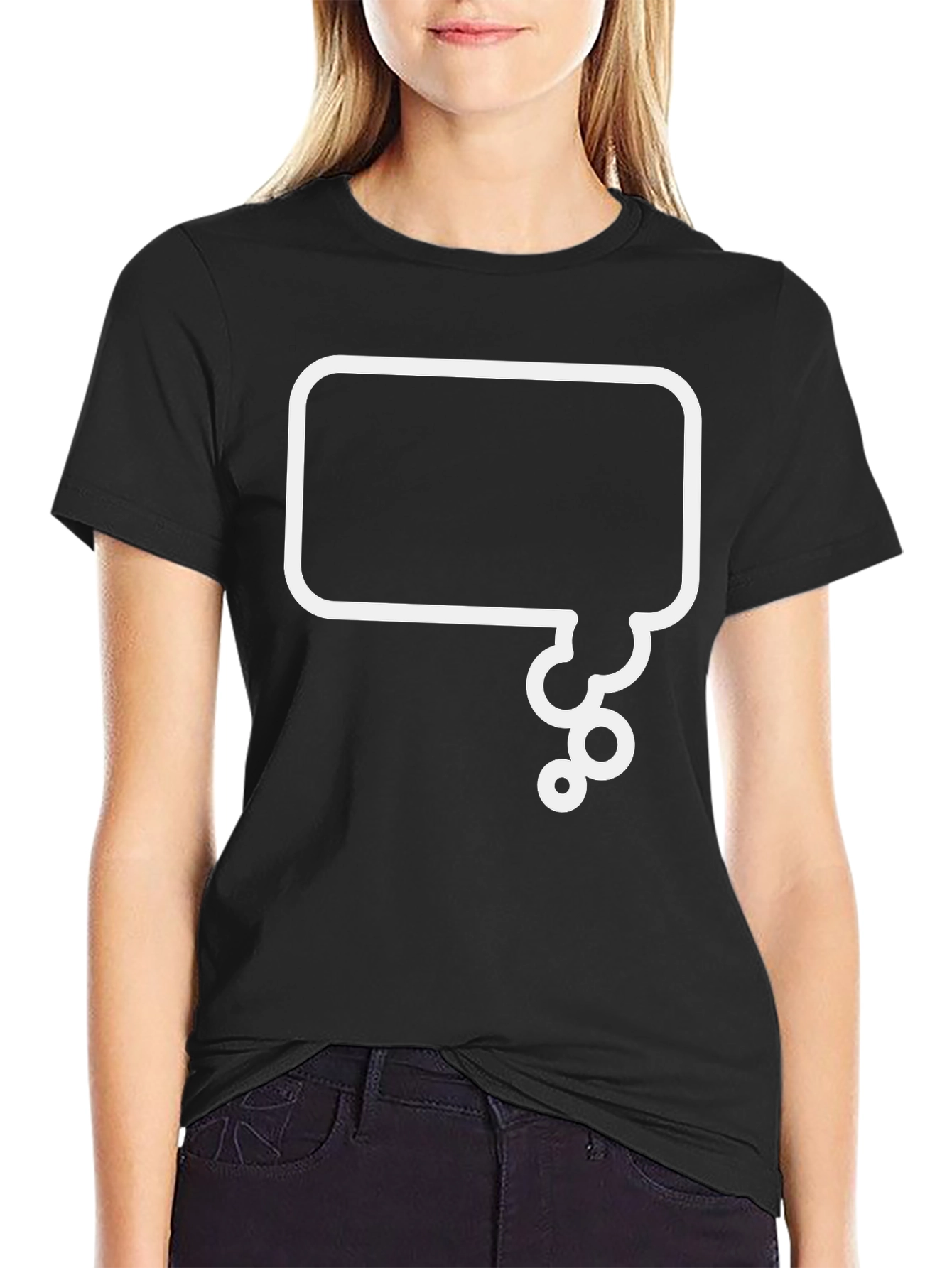 Black Black T-Shirt with White Speech Bubble Graphic view 2