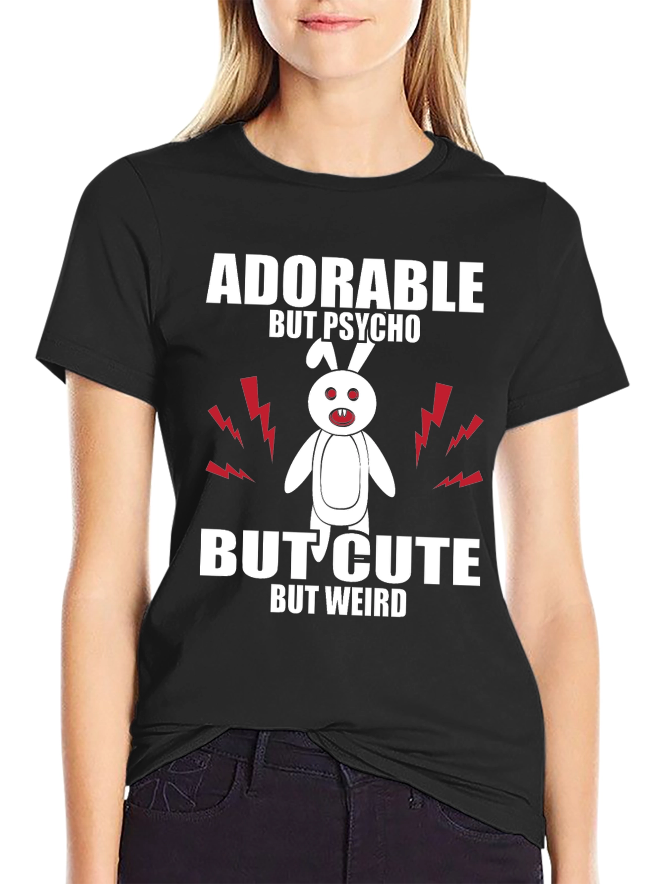 Black Adorable But Psycho Bunny Tee view 2