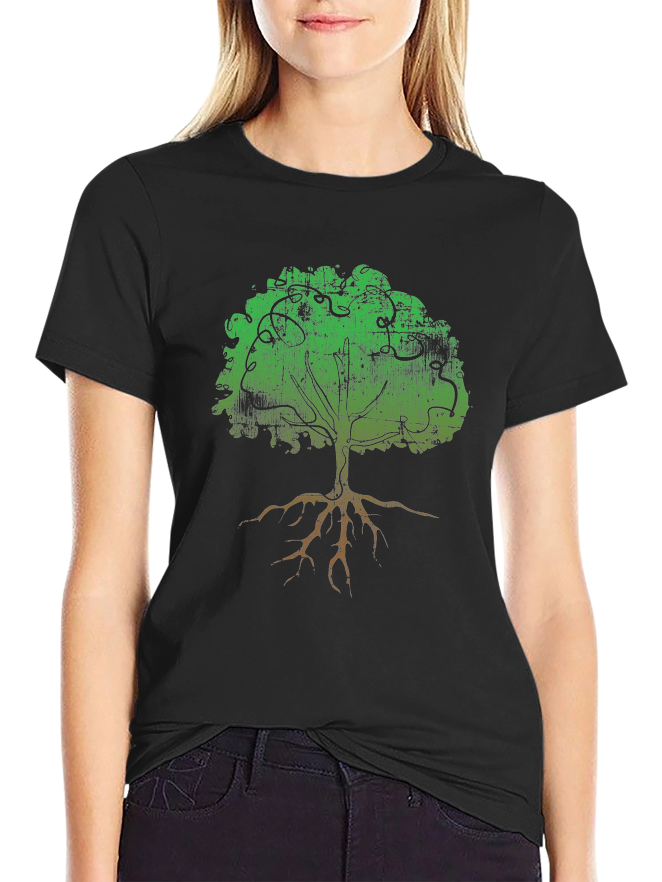 Black Eco Tree Graphic Tee - Black view 2