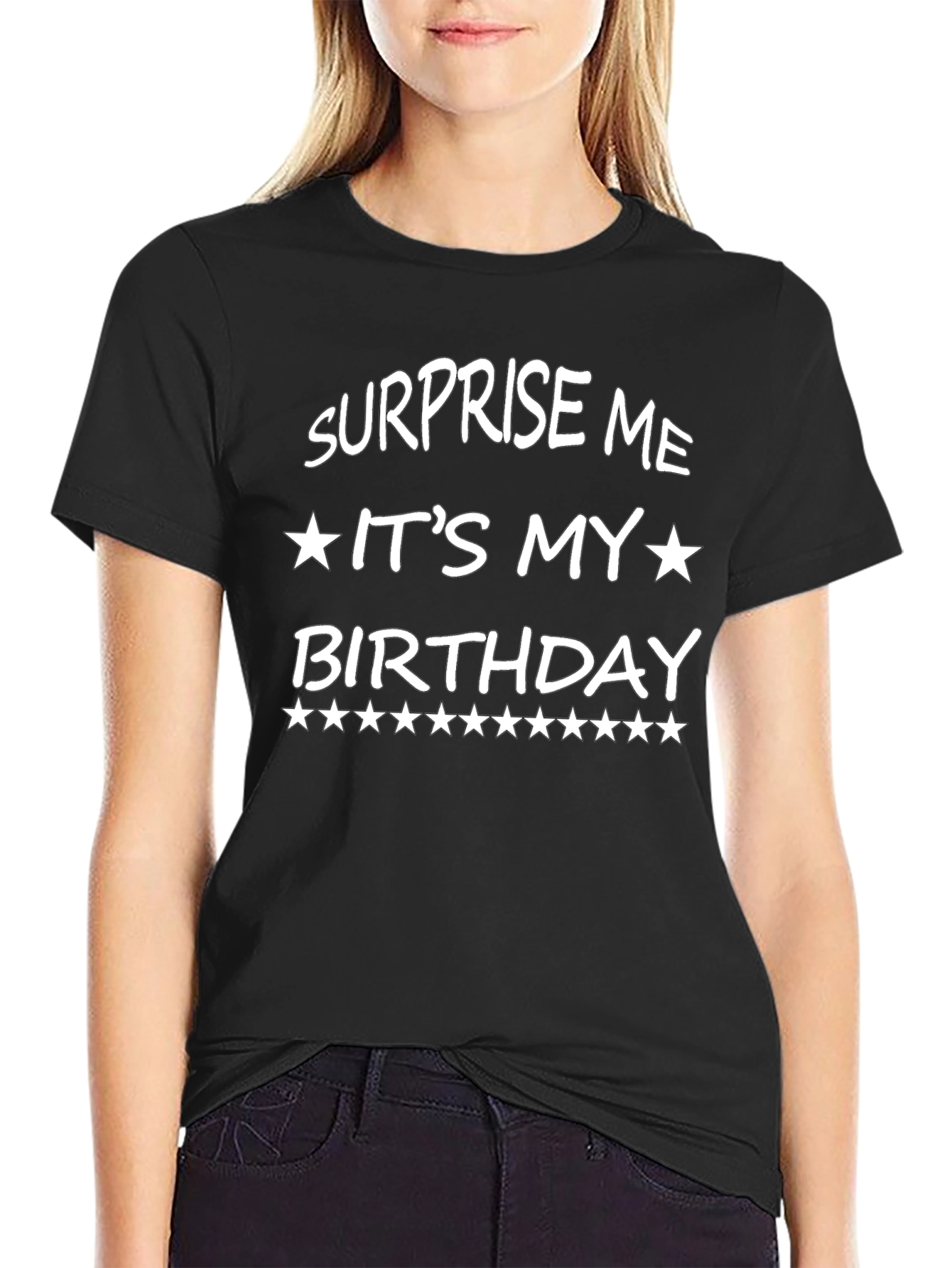 Black Surprise Me It's My Birthday Black T-Shirt view 2