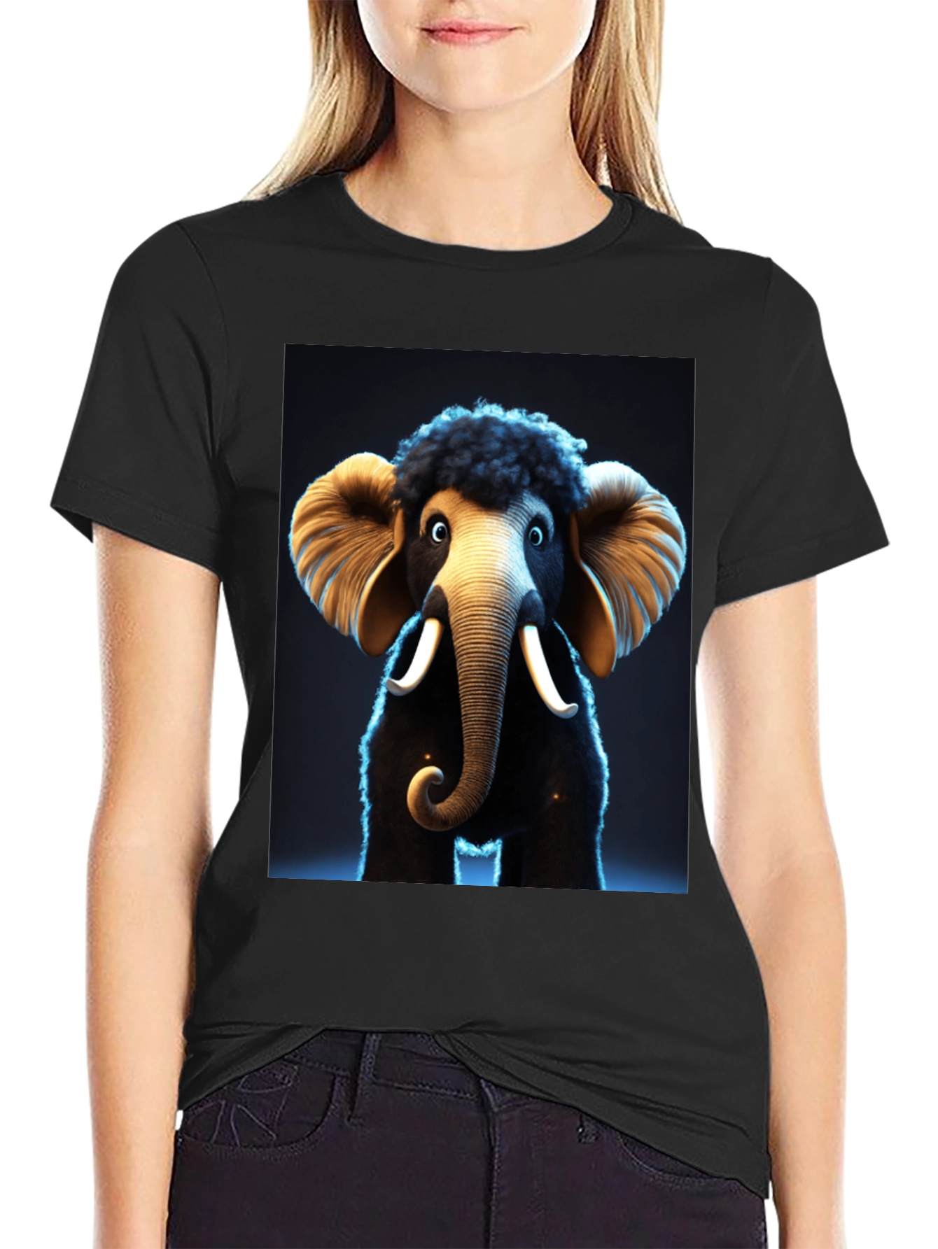 Black Mammoth Graphic Tee - Unique Design, Soft Fabric view 2
