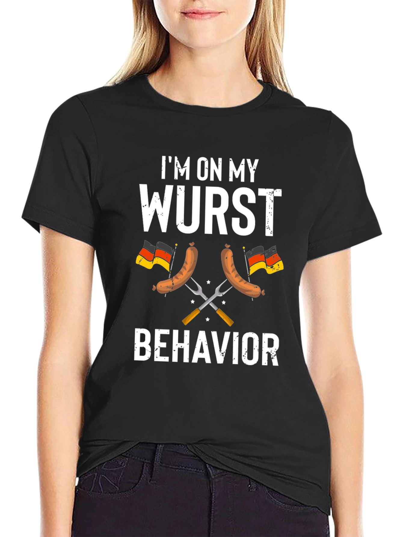 Black Wurst Behavior T-Shirt - Funny German Sausage BBQ Tee view 2