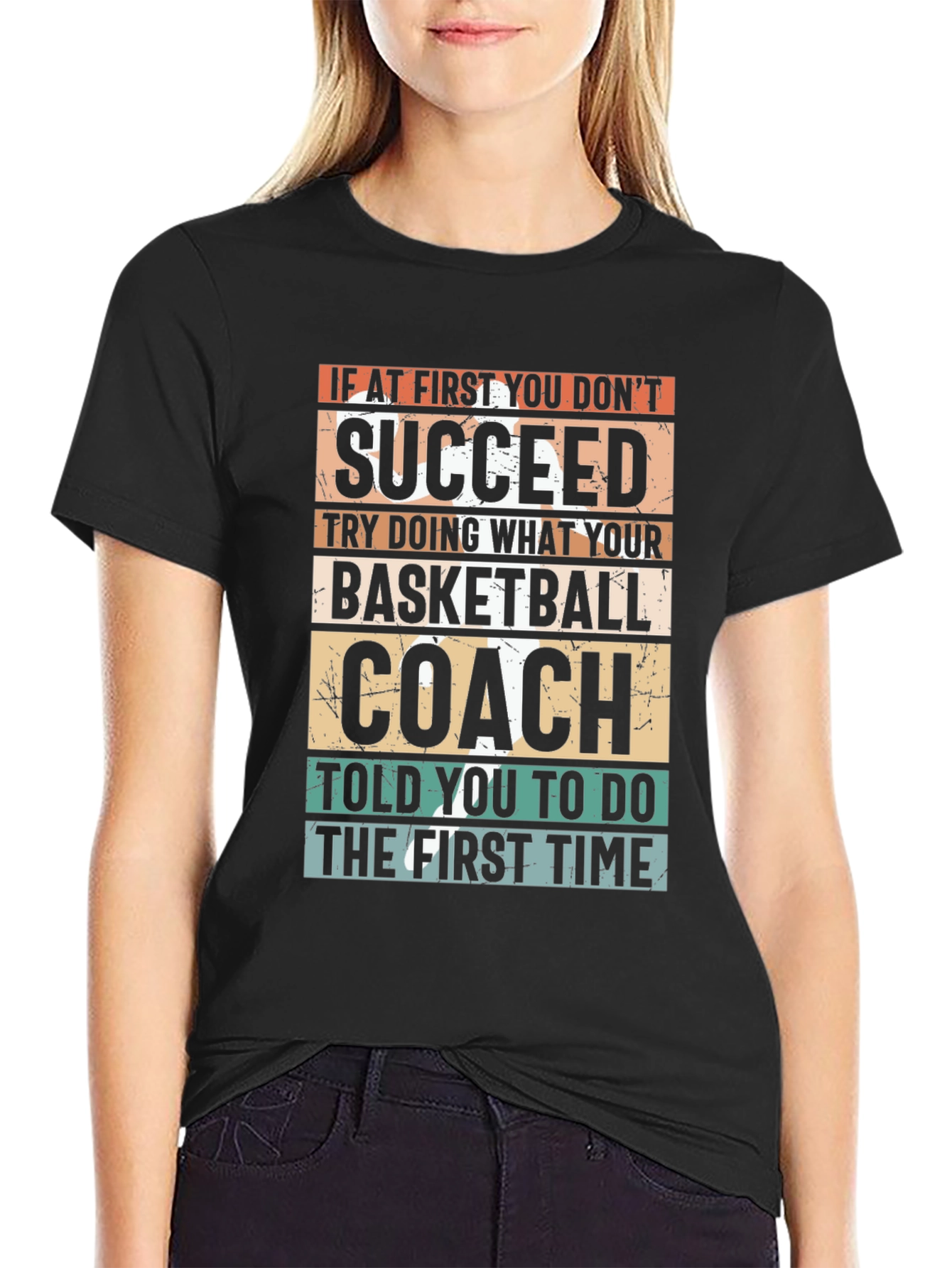 Black Basketball Coach T-Shirt - If At First You Don't Succeed view 2