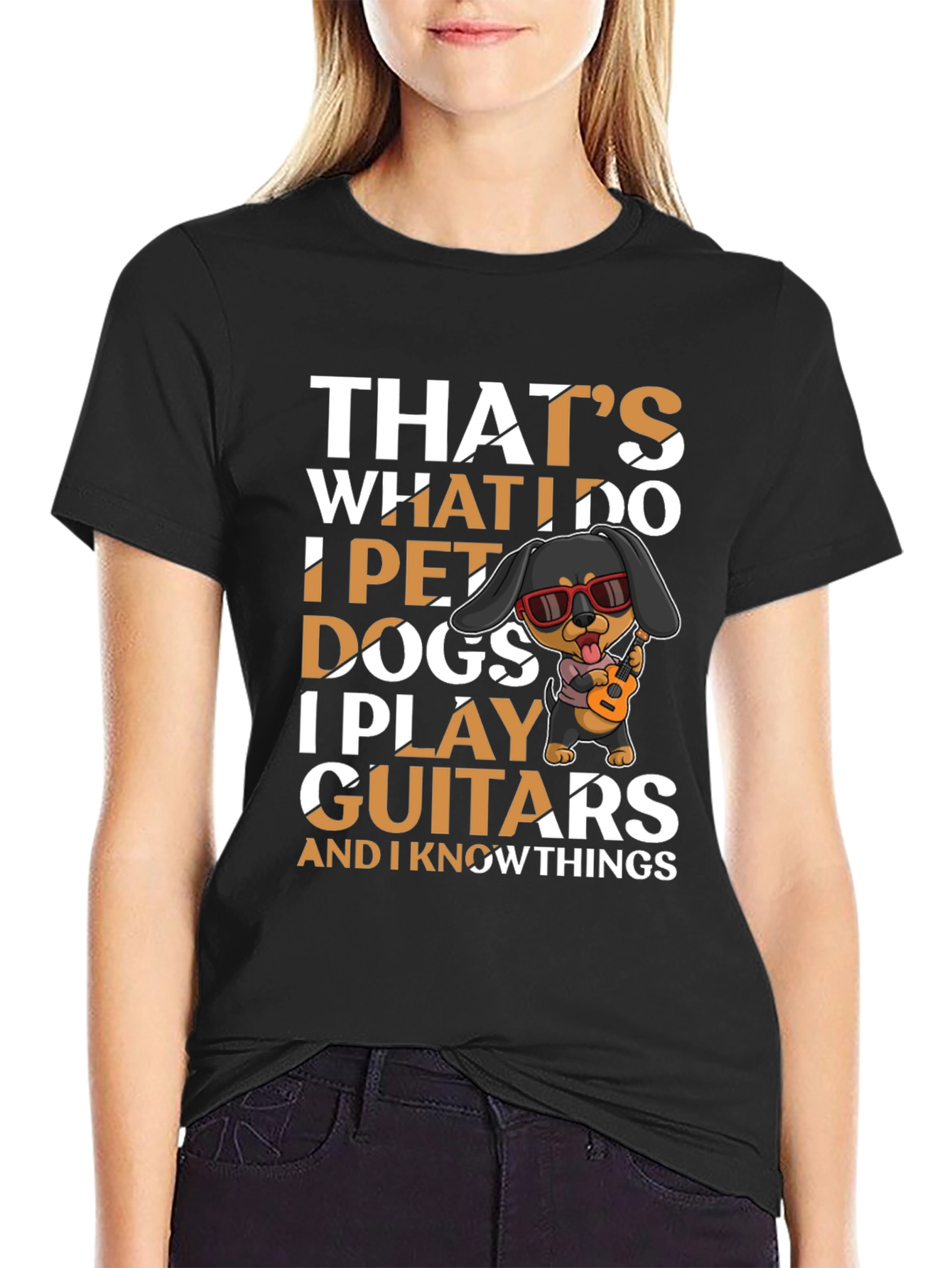 Black Dog Lover T-Shirt - Guitar Player Tee view 2