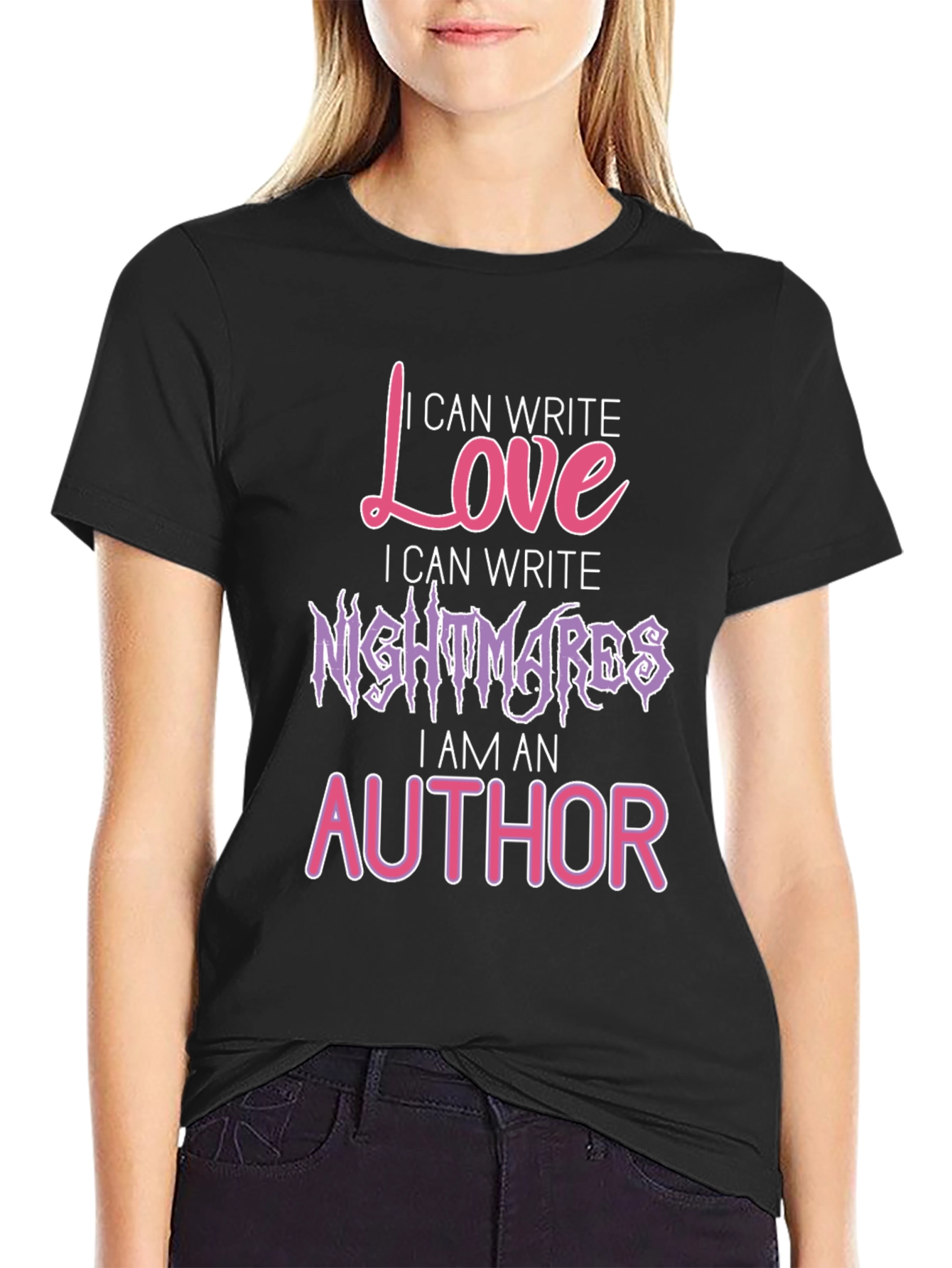 Black I Can Write Love, Nightmares T-Shirt view 2