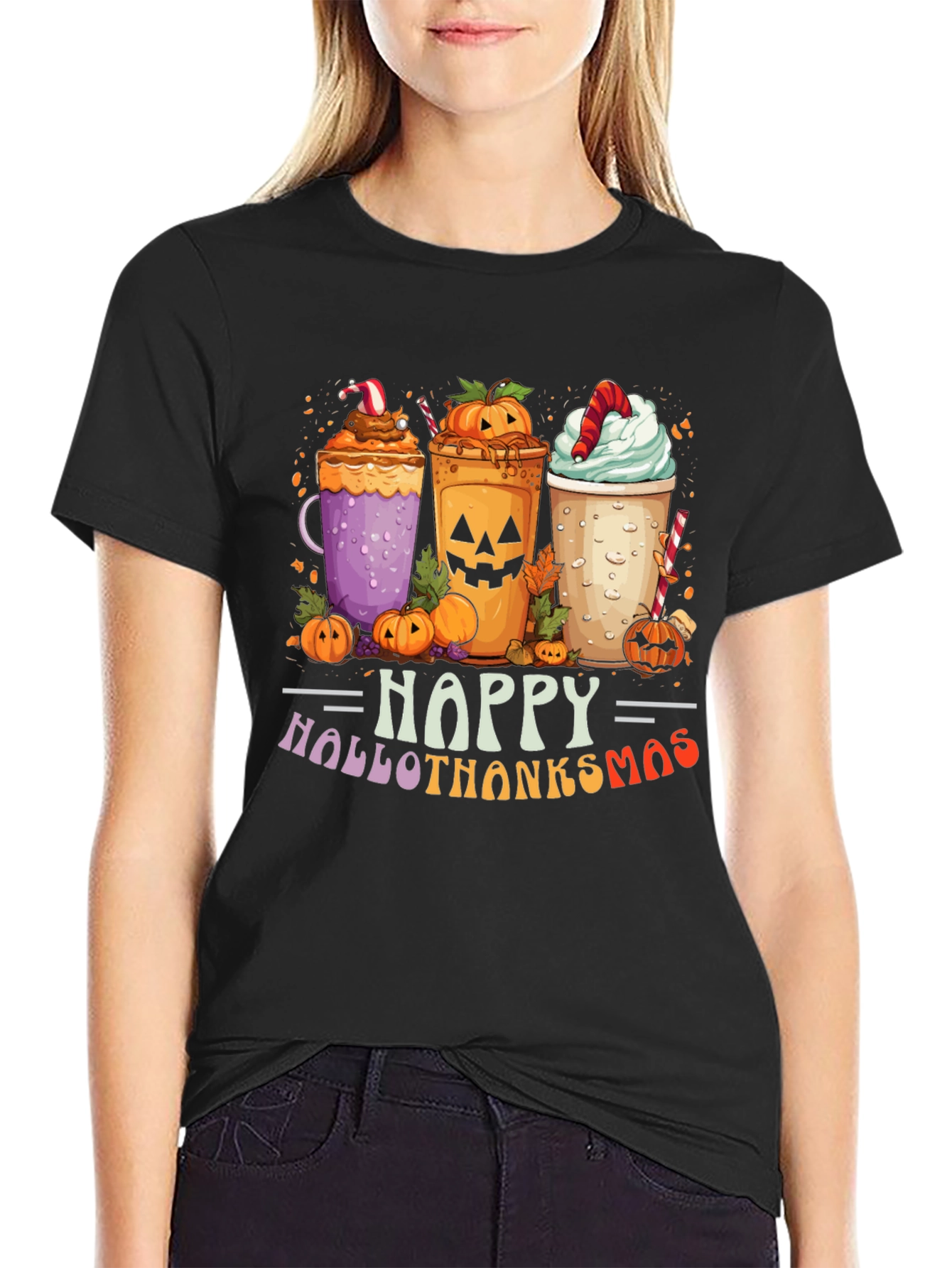 Black Hallowthanksmas Graphic Tee view 2