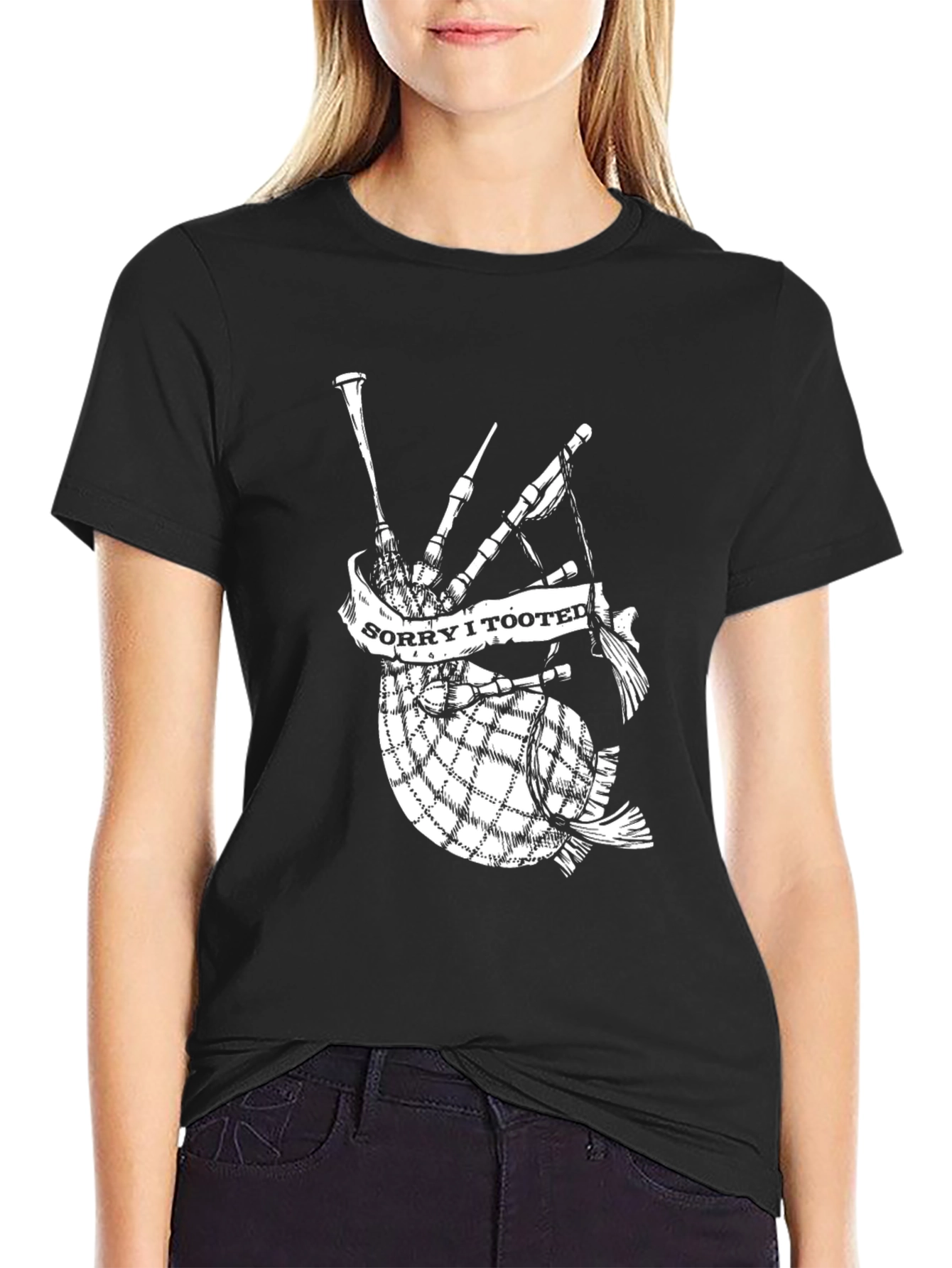 Black Sorry I Tooted Bagpipe Graphic Tee - Soft Cotton view 2