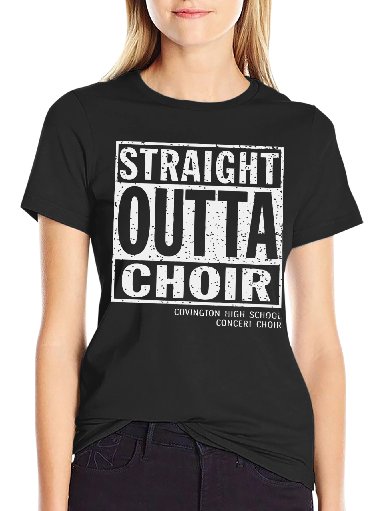 Black Straight Outta Choir Black T-Shirt view 2