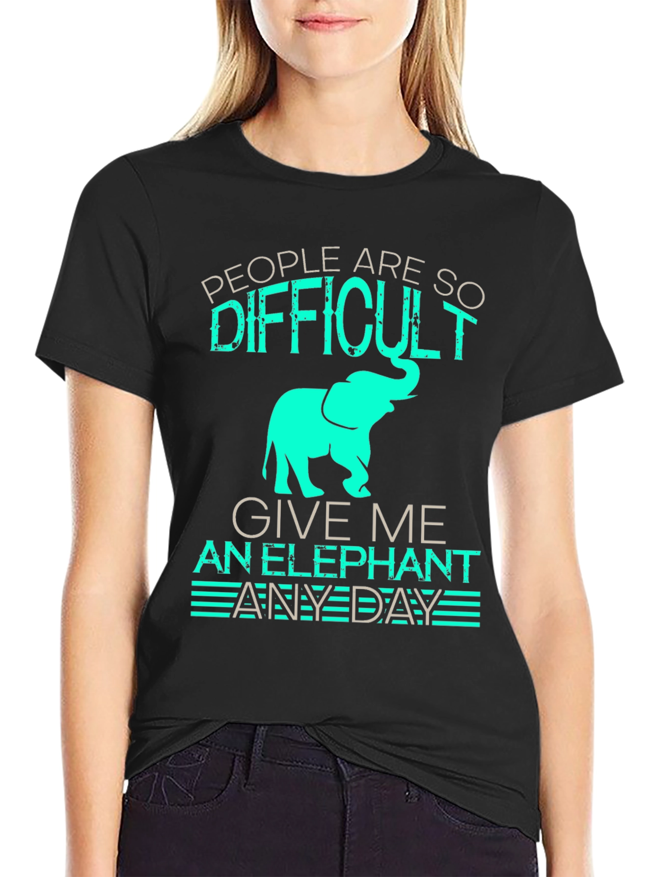 Black Difficult People, Give Me An Elephant Black T-Shirt view 2