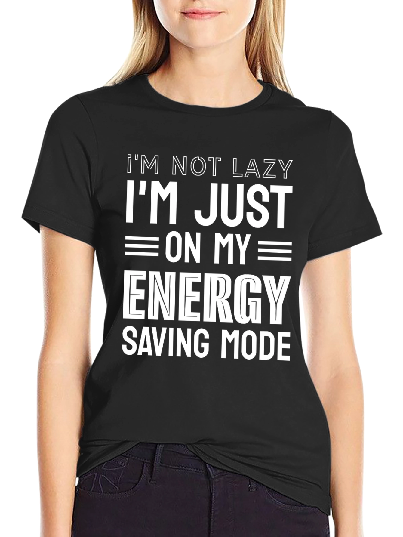 Black Energy Saving Mode Funny Graphic Tee view 2