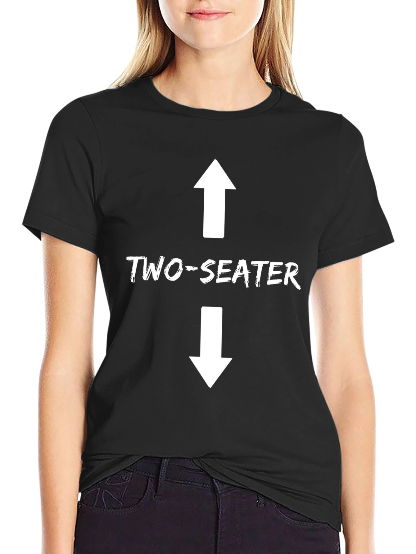Black Two-Seater Graphic Tee - Black Cotton T-Shirt view 2