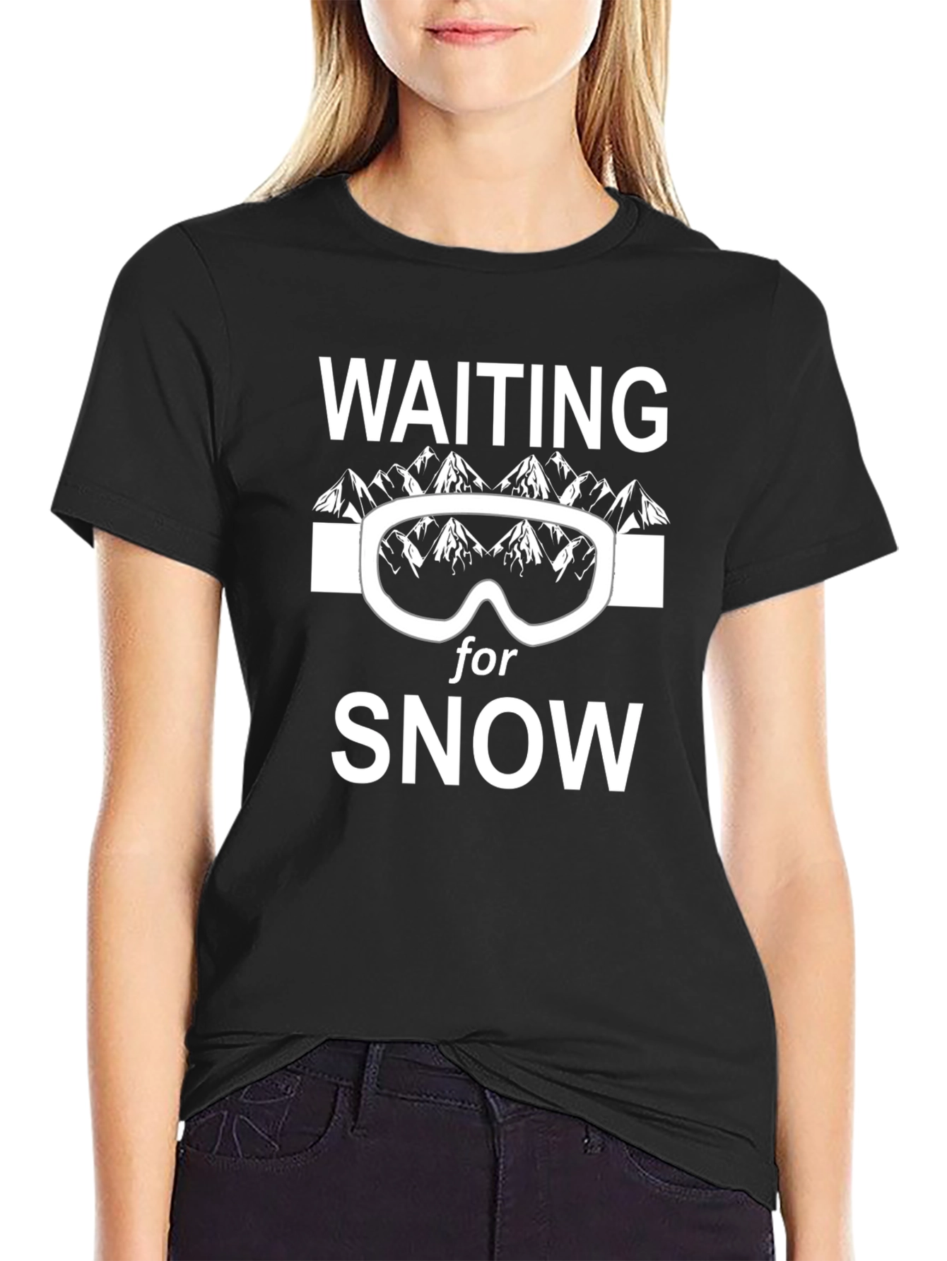 Black Waiting for Snow T-Shirt view 2