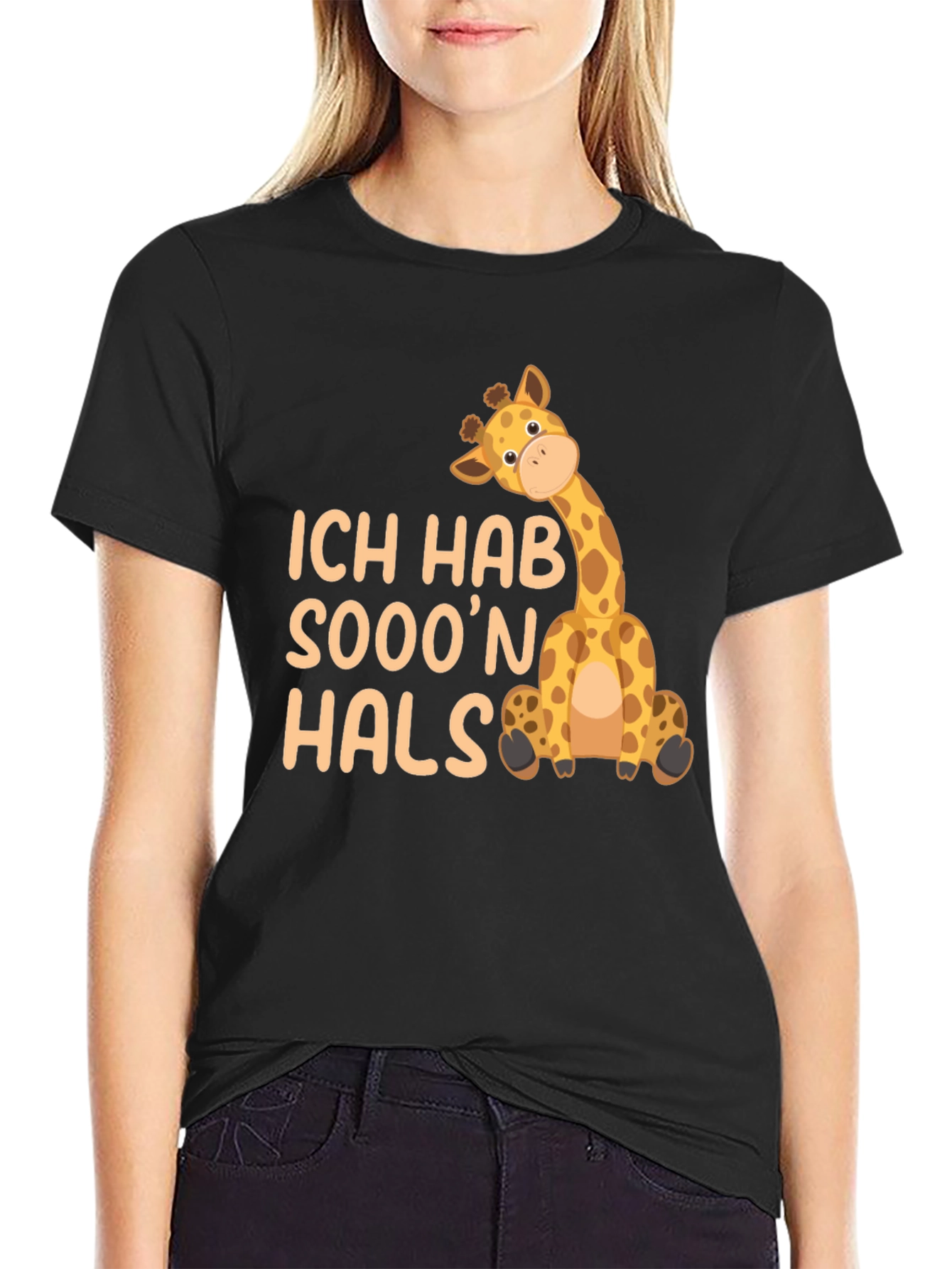 Black Ich Hab Sooo'n Hals Giraffe Black T-Shirt view 2