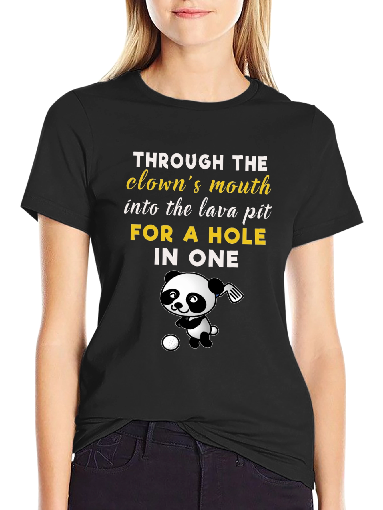 Black Clown's Mouth Golf Panda T-Shirt view 2