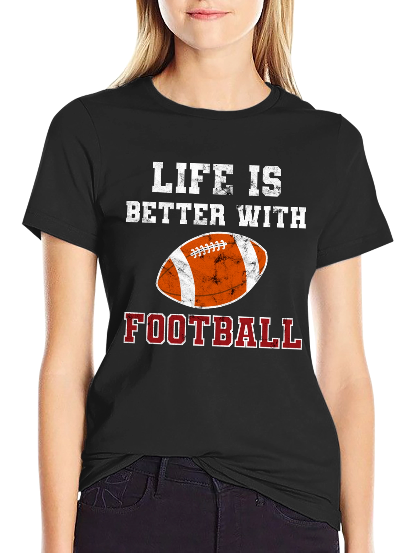 Black Life Is Better With Football T-Shirt view 2