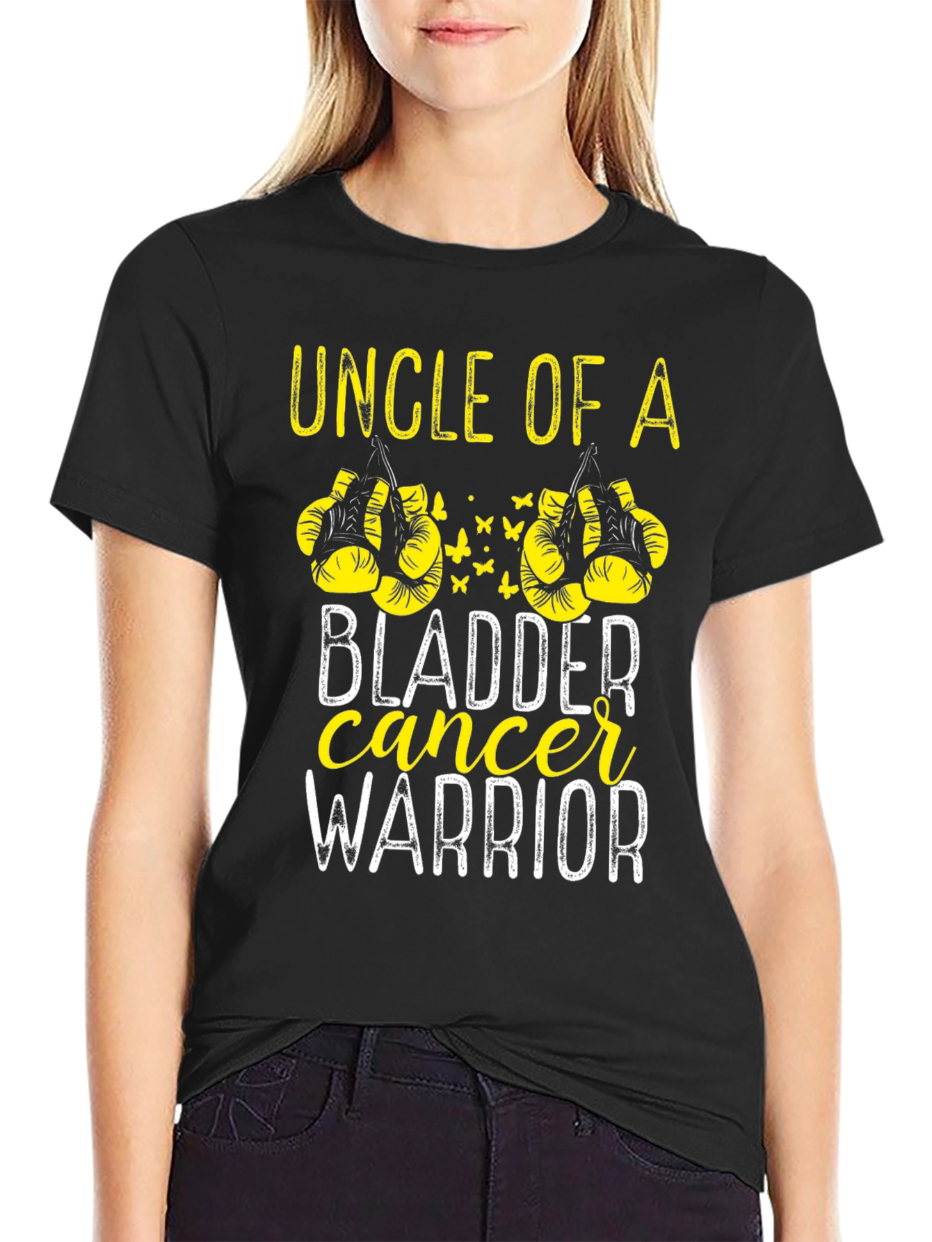Black Uncle of a Bladder Cancer Warrior T-Shirt view 2