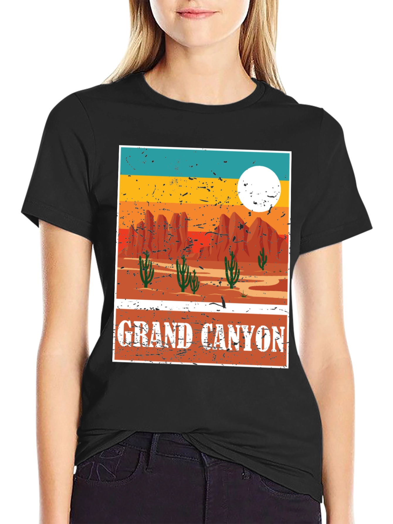 Black Grand Canyon Graphic Tee - Vintage Style Desert T-Shirt view 2