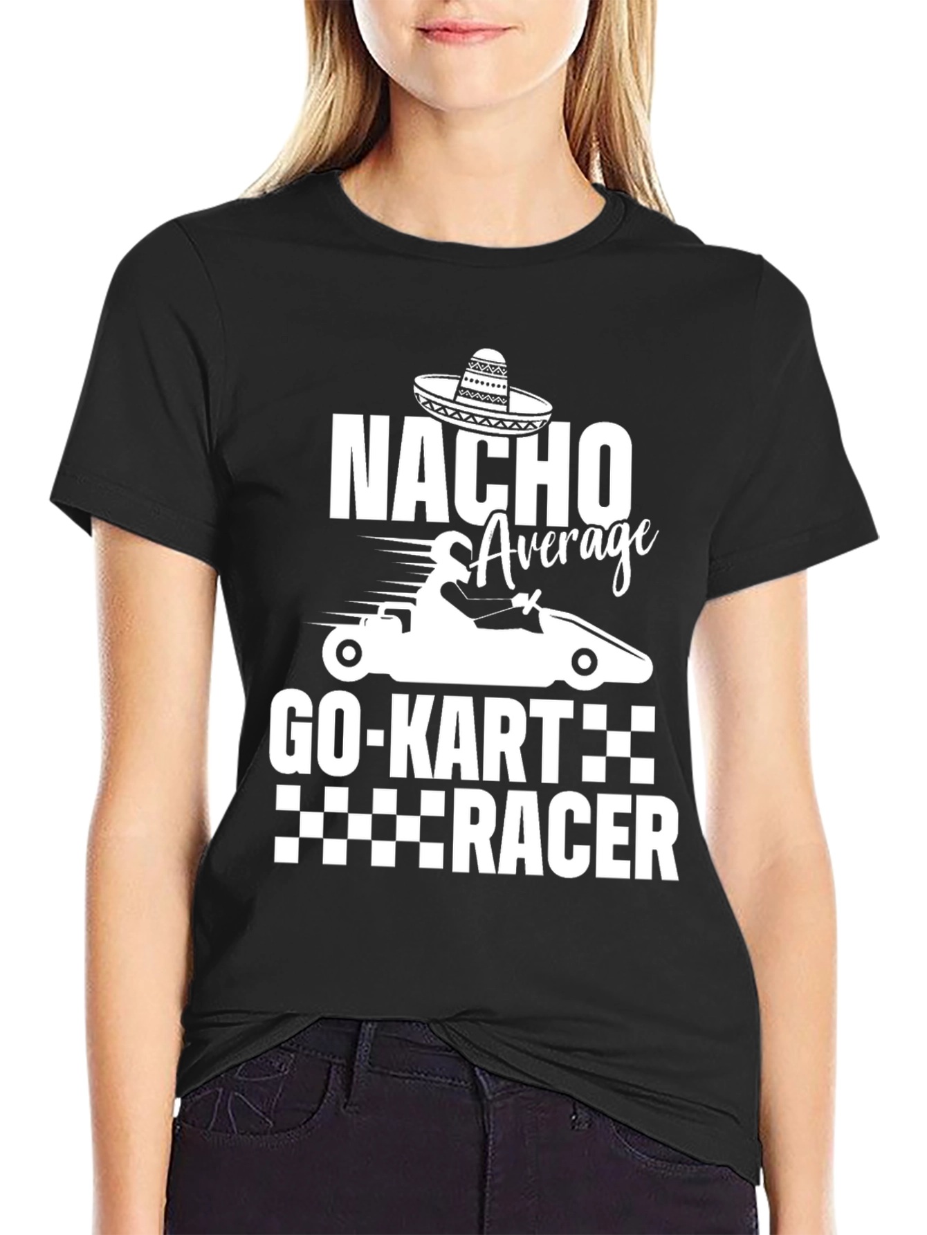 Black Nacho Average Go-Kart Racer Funny T-Shirt view 2