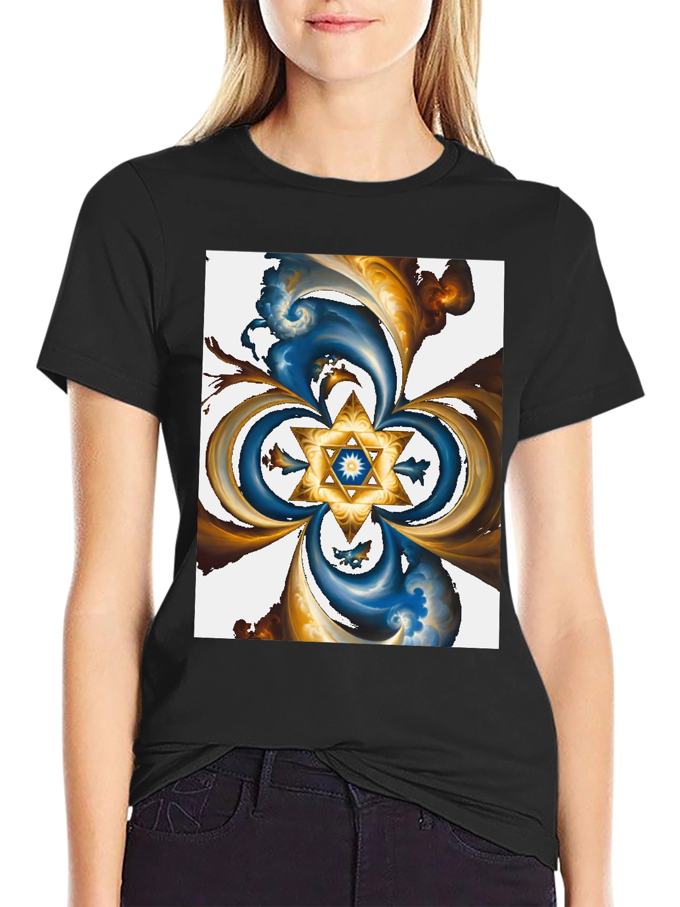 Abstract Star Graphic Tee - Black - 2