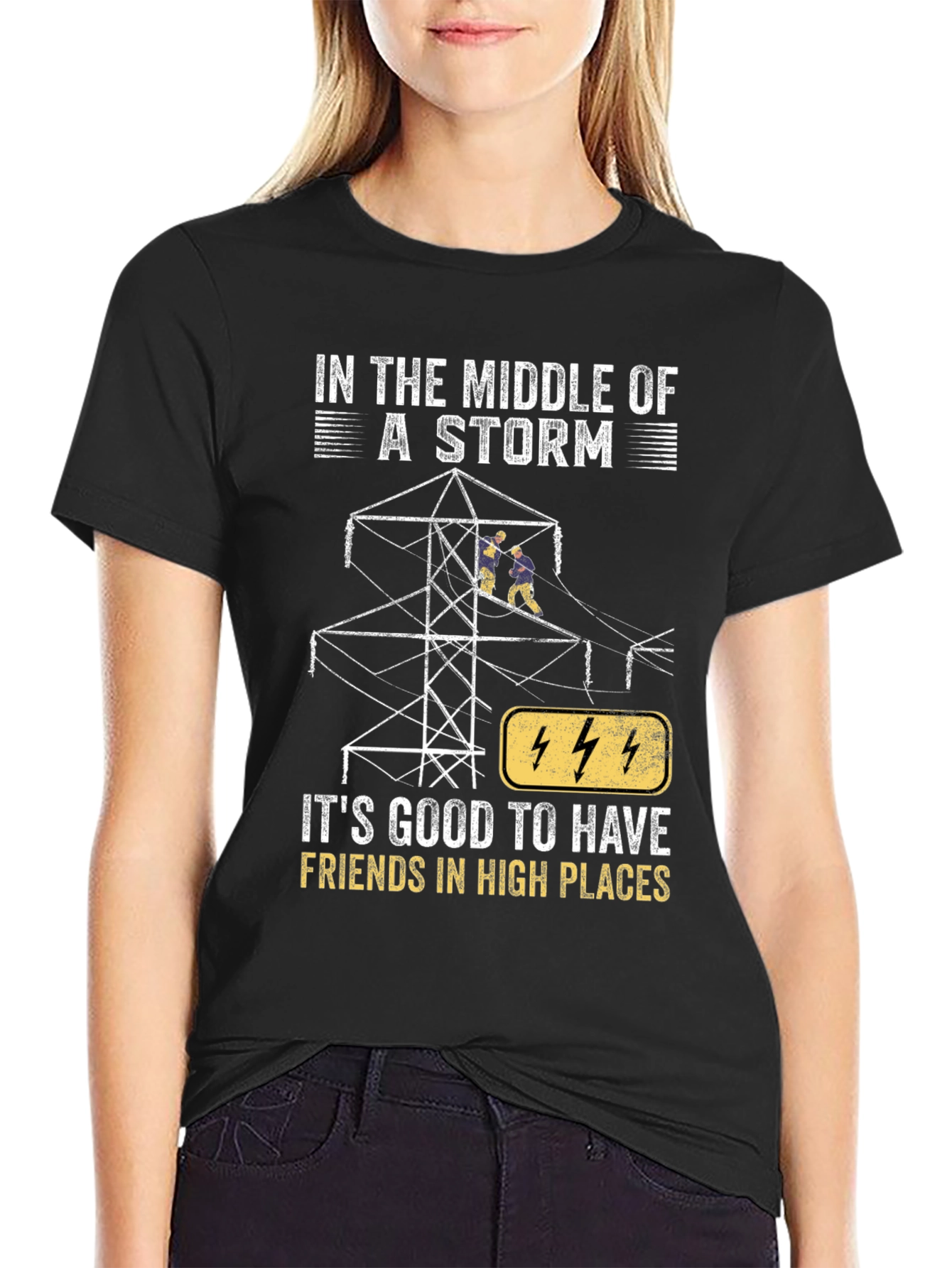 Black Storm Friends T-Shirt - High Places Electrician Tee view 2