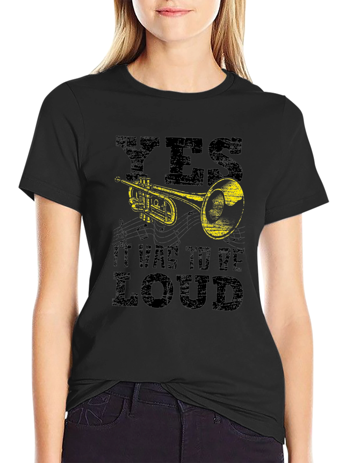 Black Yes, It Was To Be Loud - Trumpet T-Shirt view 2