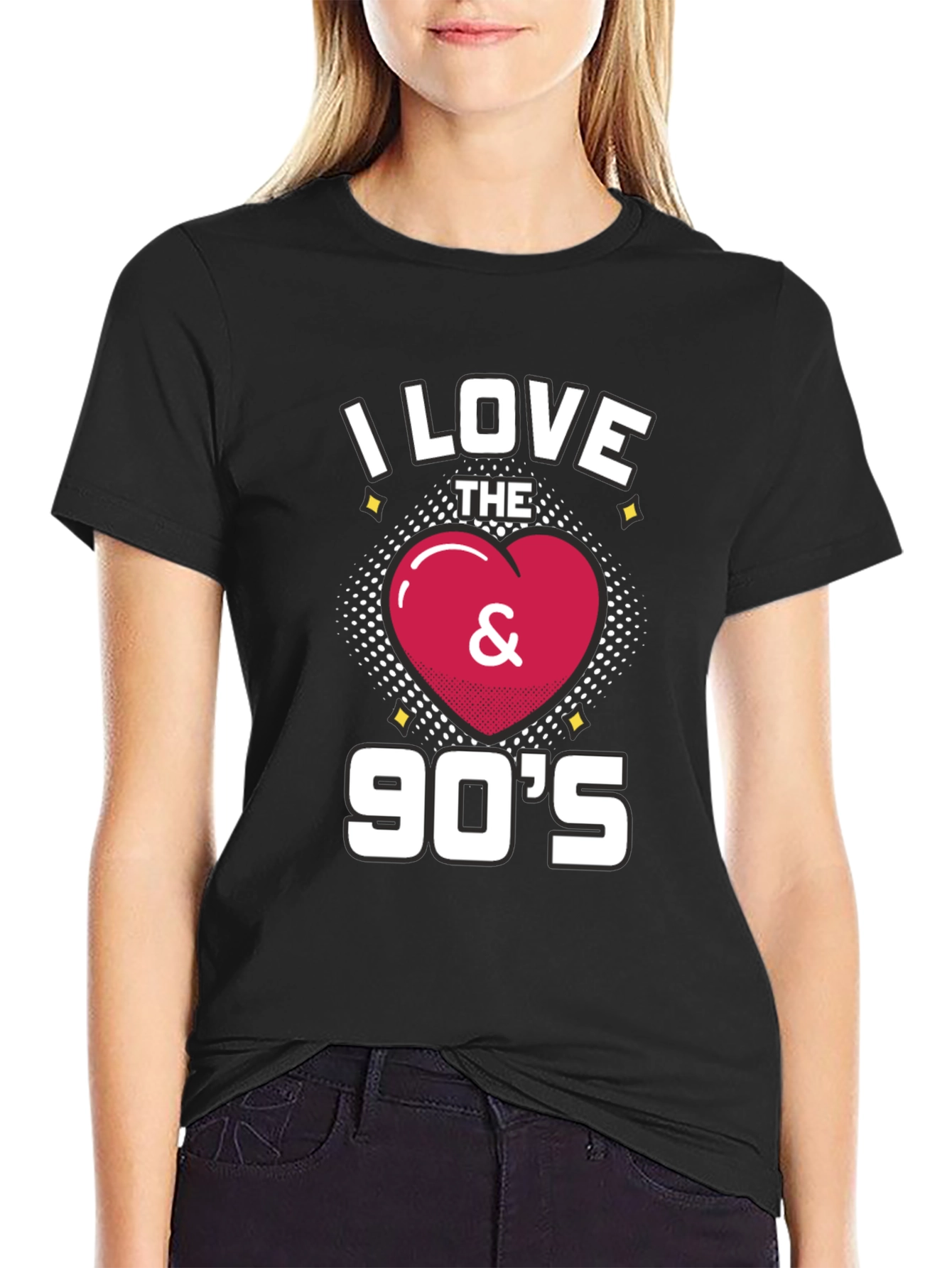 Black I Love the 90's Retro Graphic T-Shirt view 2